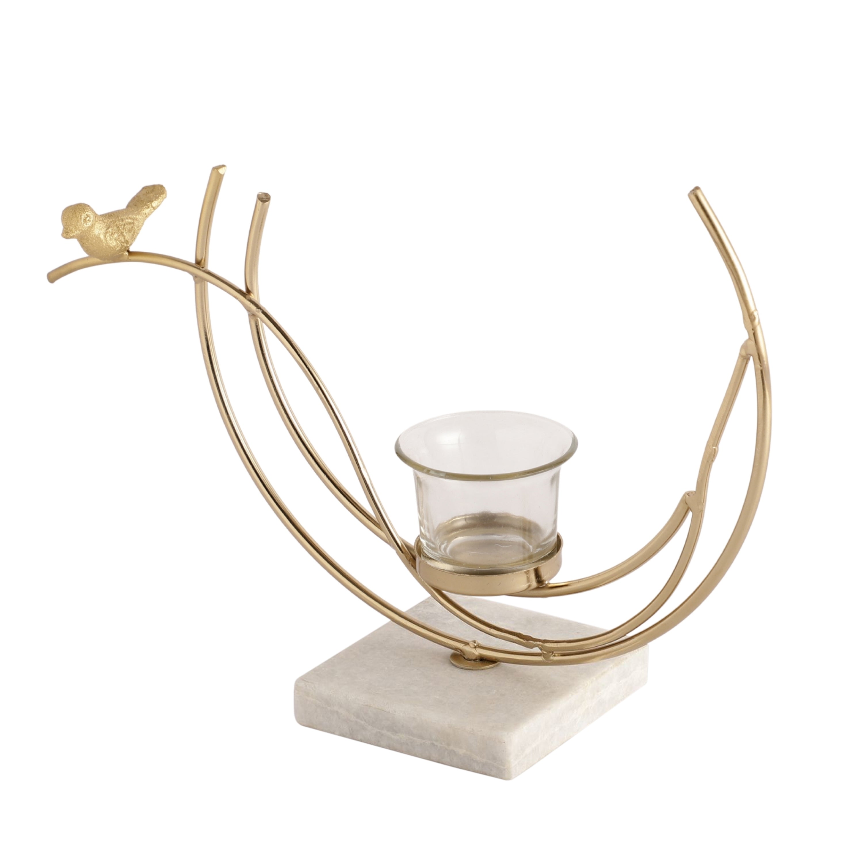 Gold Lumen Crescent Diwali Candle Holder