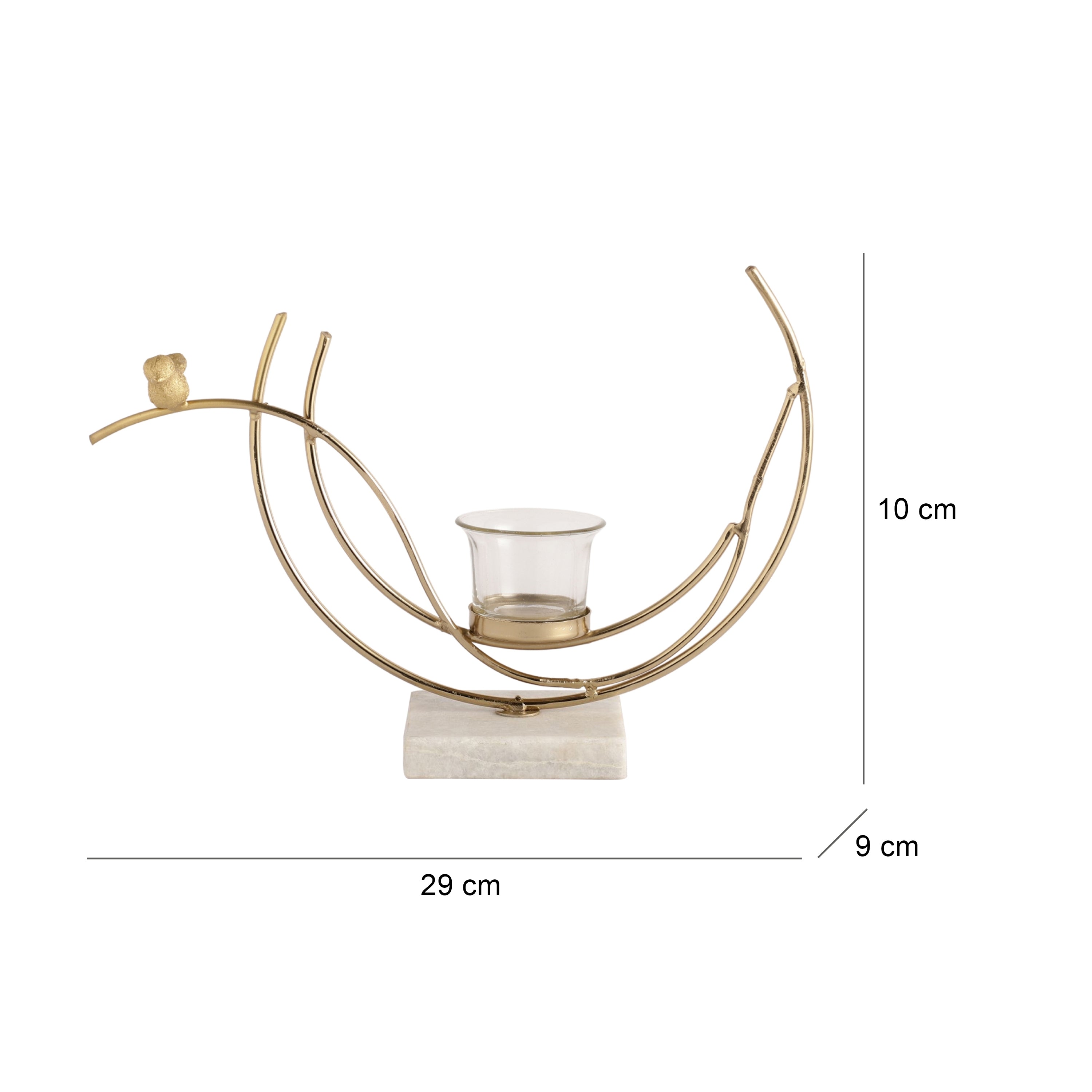 Gold Lumen Crescent Diwali Candle Holder