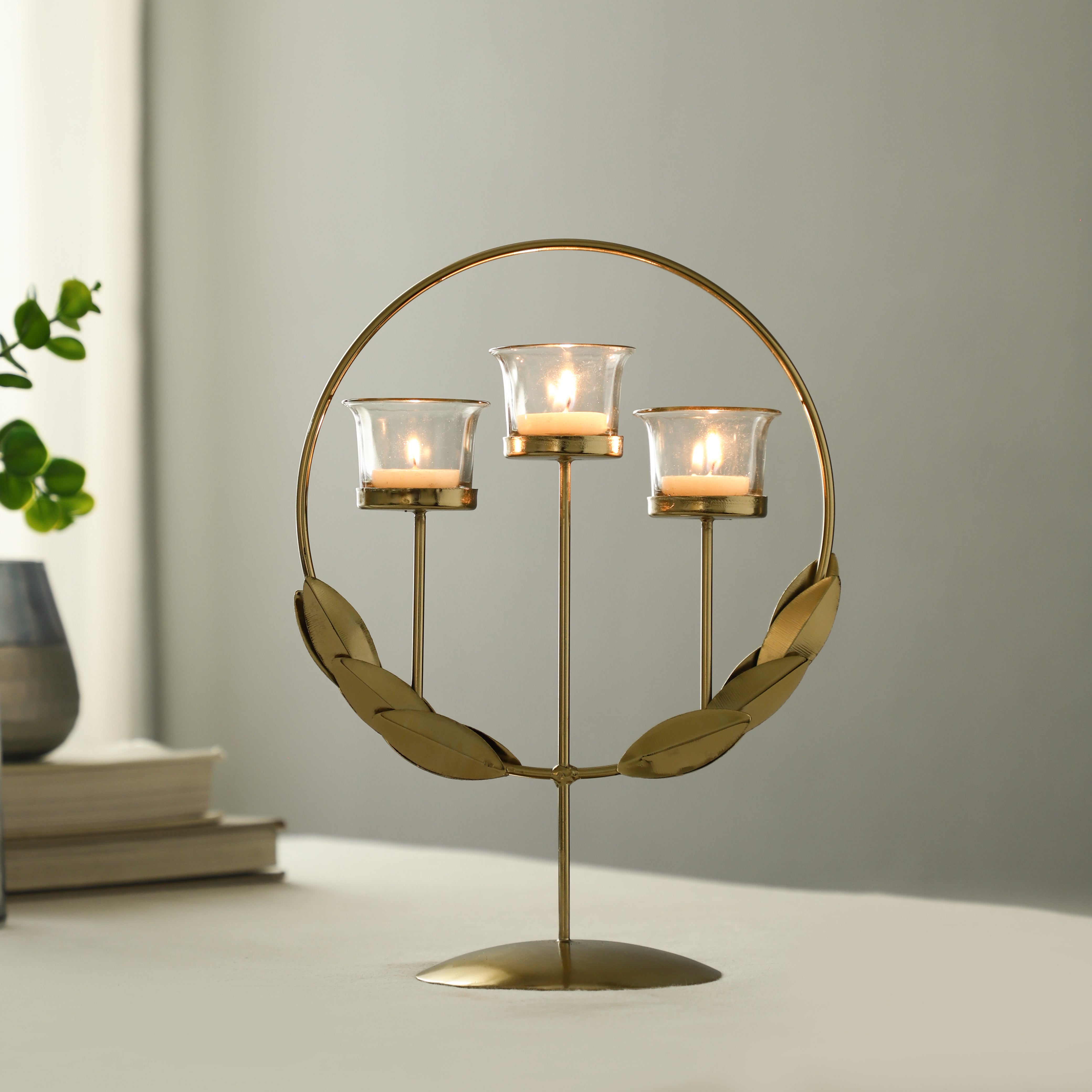 Gold EmberCircle Diwali Candle Holder