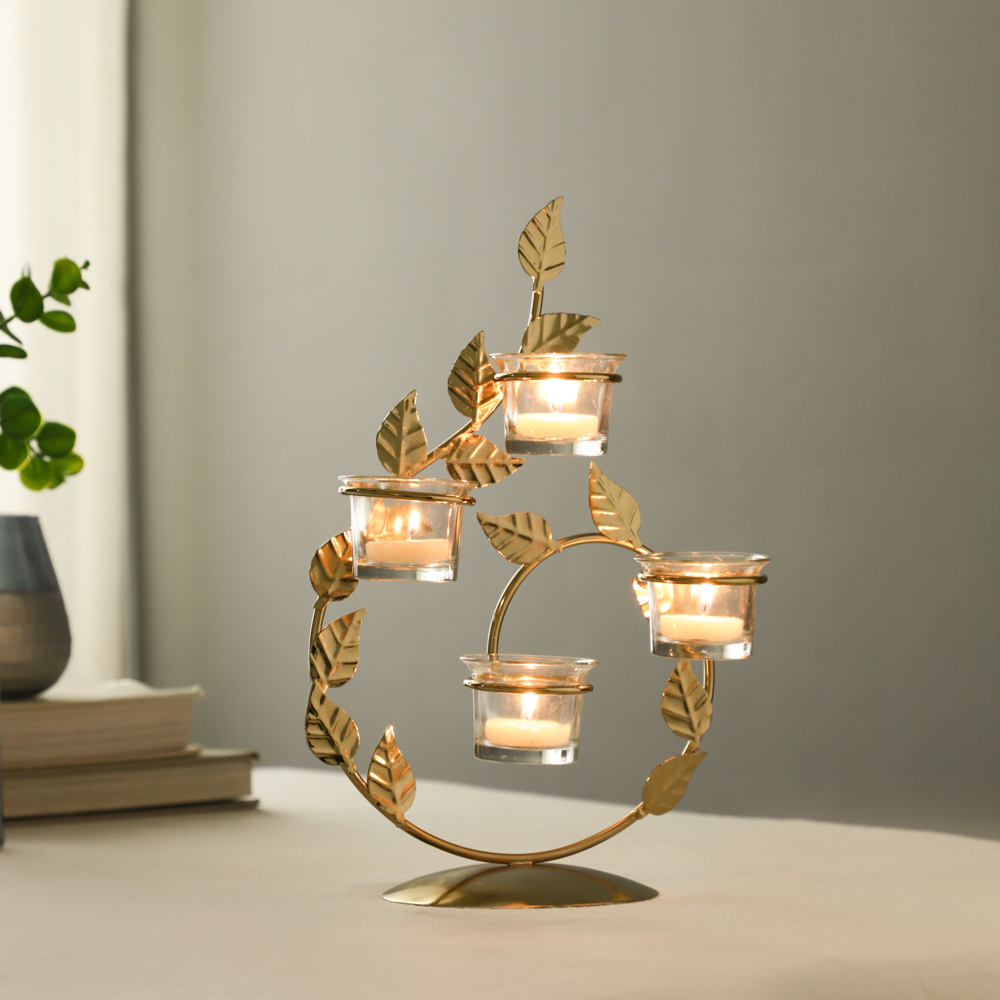 Gold Tranquil Tirtha Diwali Candle holder