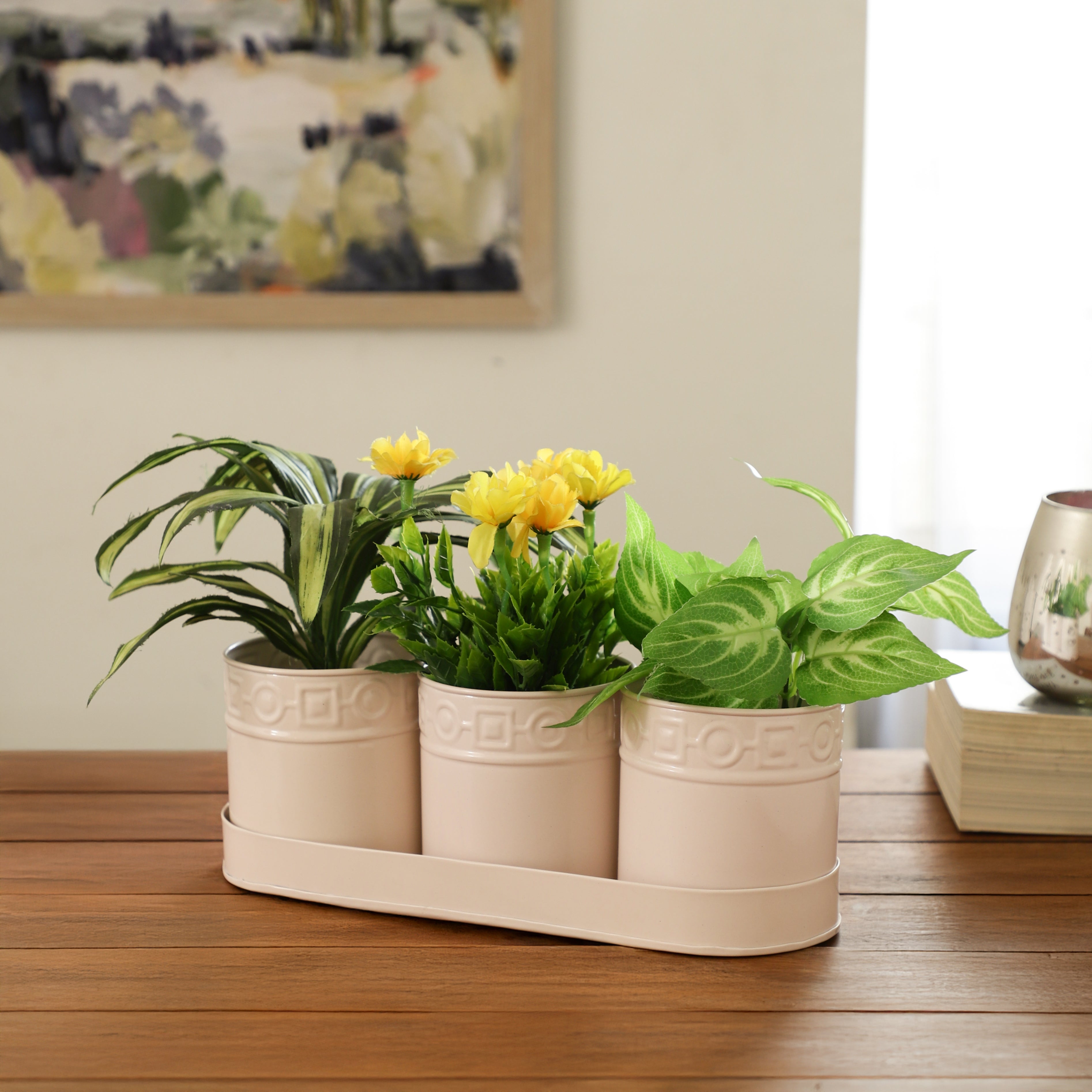 Ivory Triple Moonlight Flower  Planter