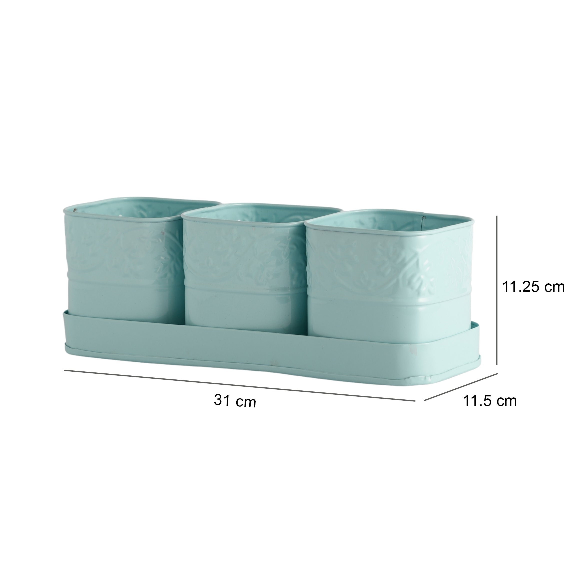 Blue PetalHaven  Flower Planter With Tray