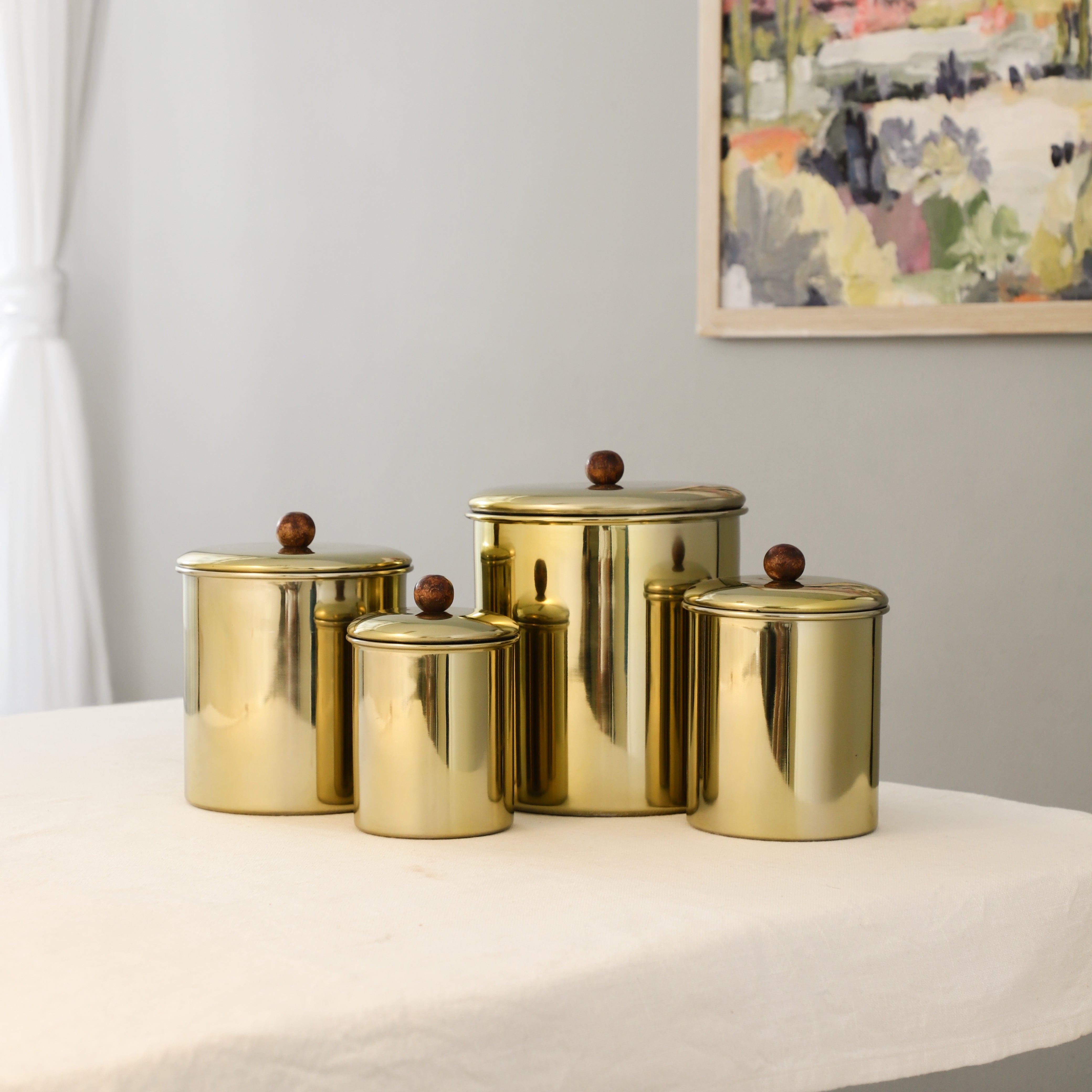 Stainless Steel Gold Plated Vaultique Kitchen Storage Canister Set of 4