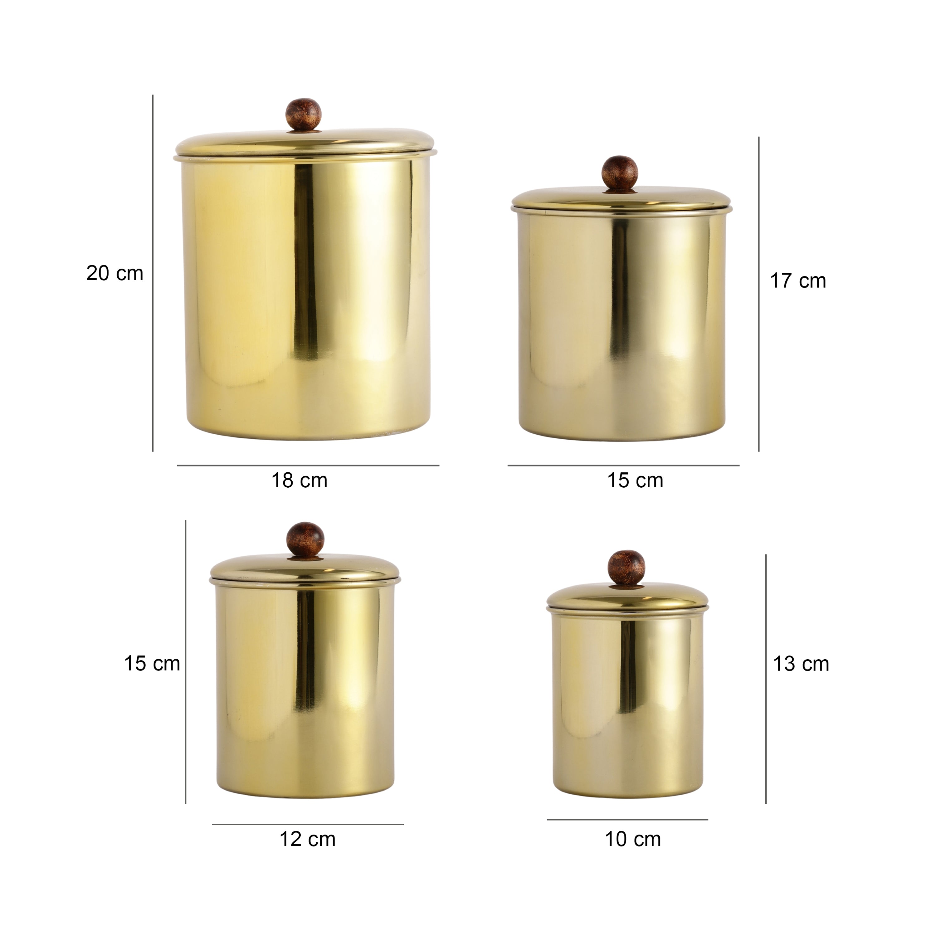 Stainless Steel Gold Plated Vaultique Kitchen Storage Canister Set of 4