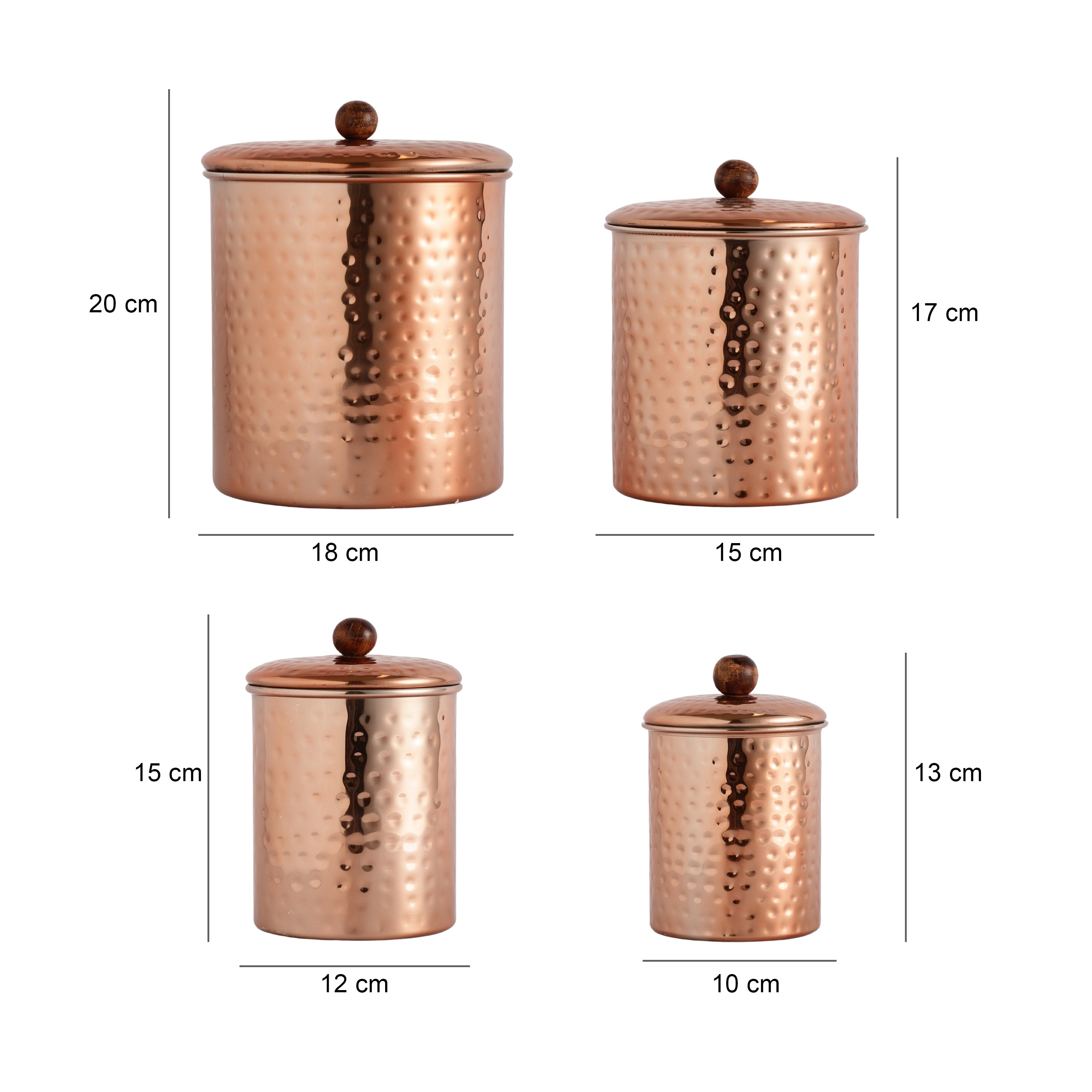 Stainless Steel Copper Plated SnackStash Kitchen Storage Canister Set of 4