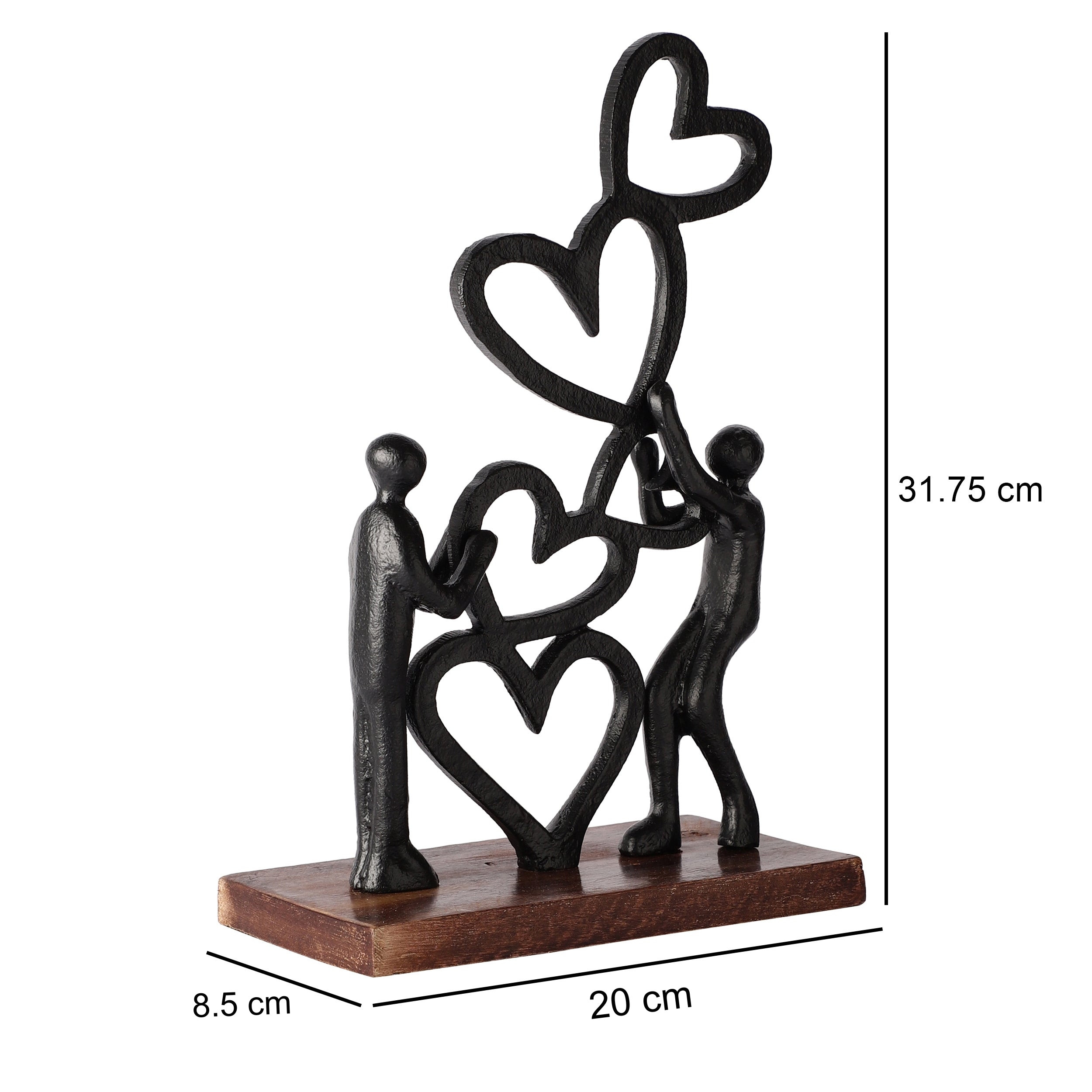 Black TriHeart Décor Figurine