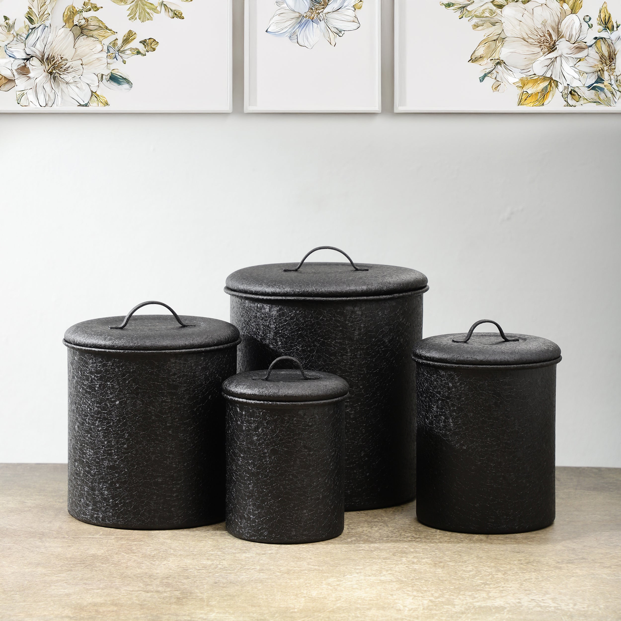 Stainless Steel Black Vaultique Kitchen Storage Canister set of 4