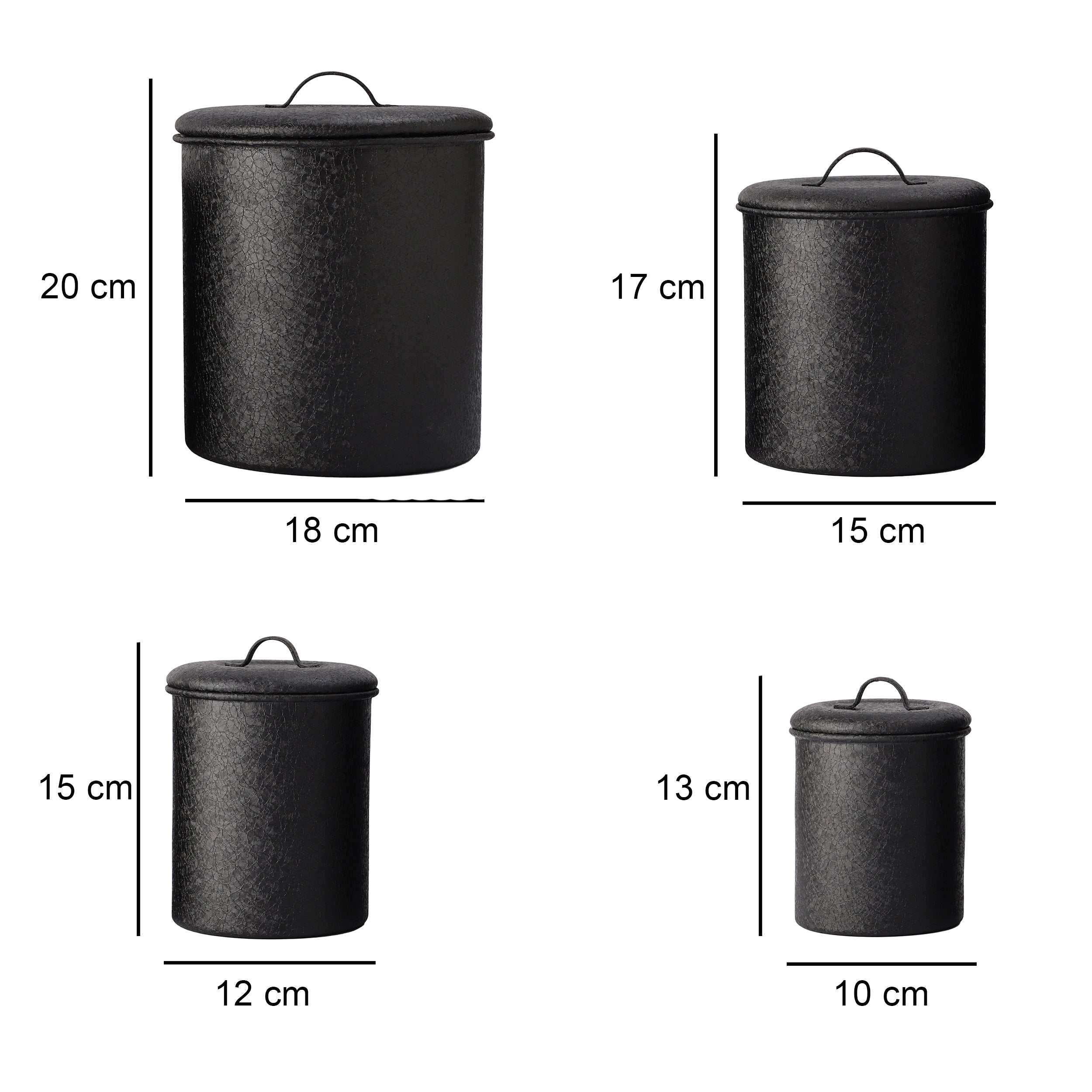 Stainless Steel Black Vaultique Kitchen Storage Canister set of 4