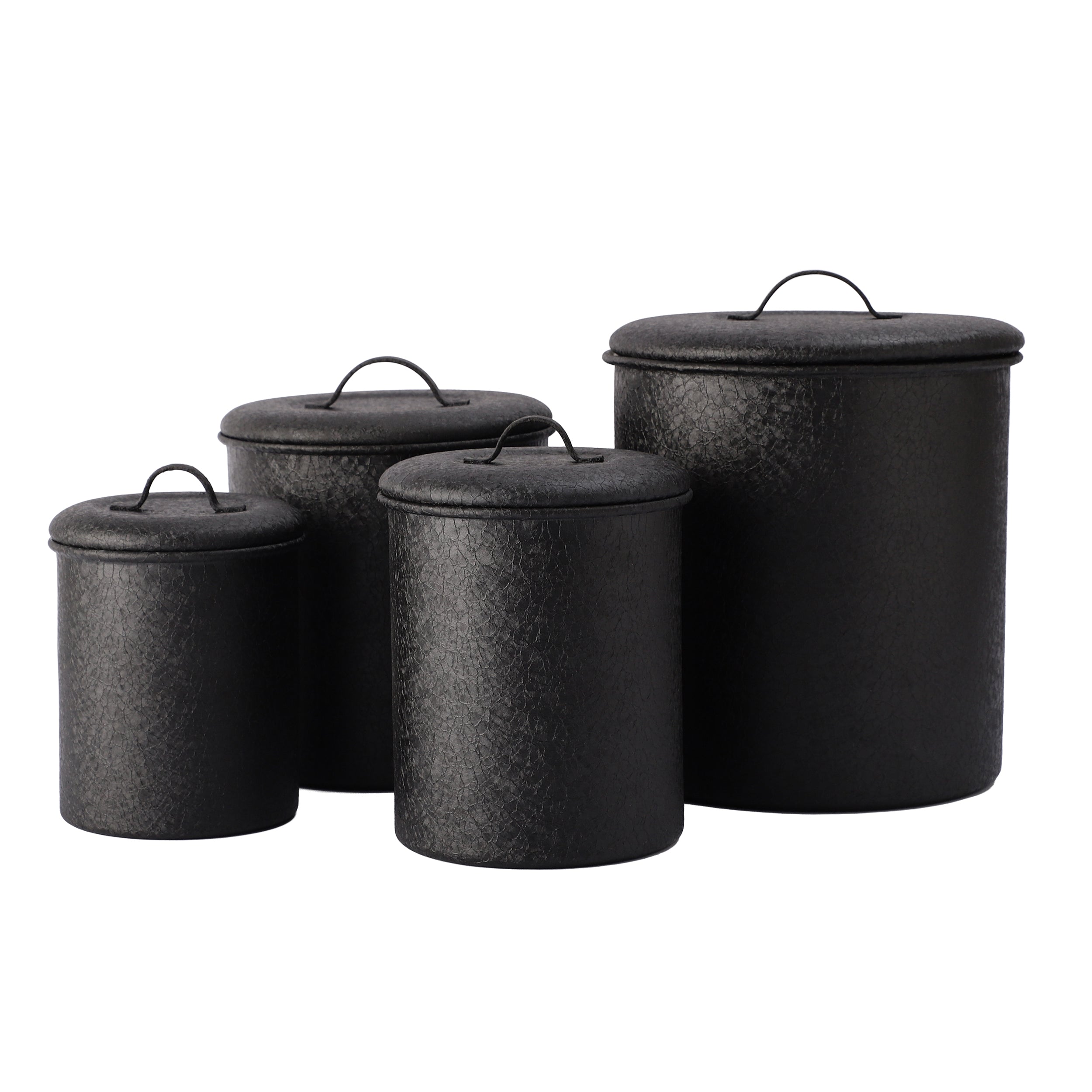 Stainless Steel Black Vaultique Kitchen Storage Canister set of 4