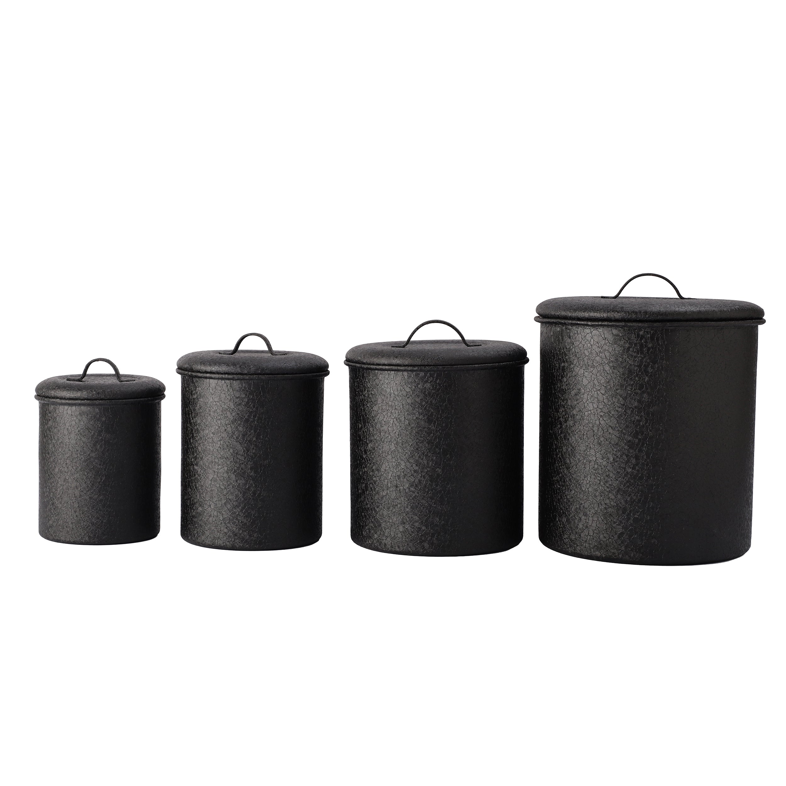 Stainless Steel Black Vaultique Kitchen Storage Canister set of 4