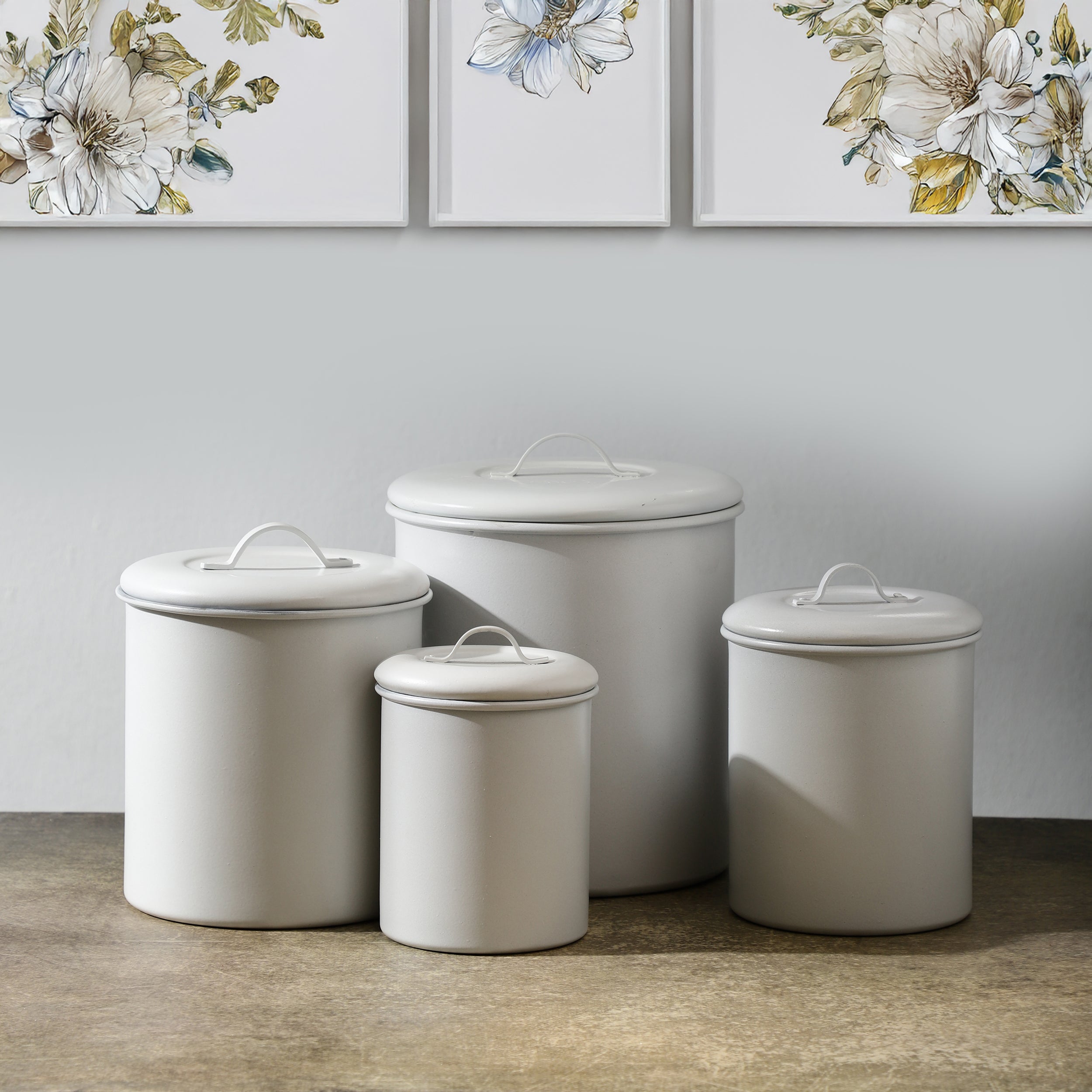 Stainless Steel White Vaultique Kitchen Storage Canister set of 4