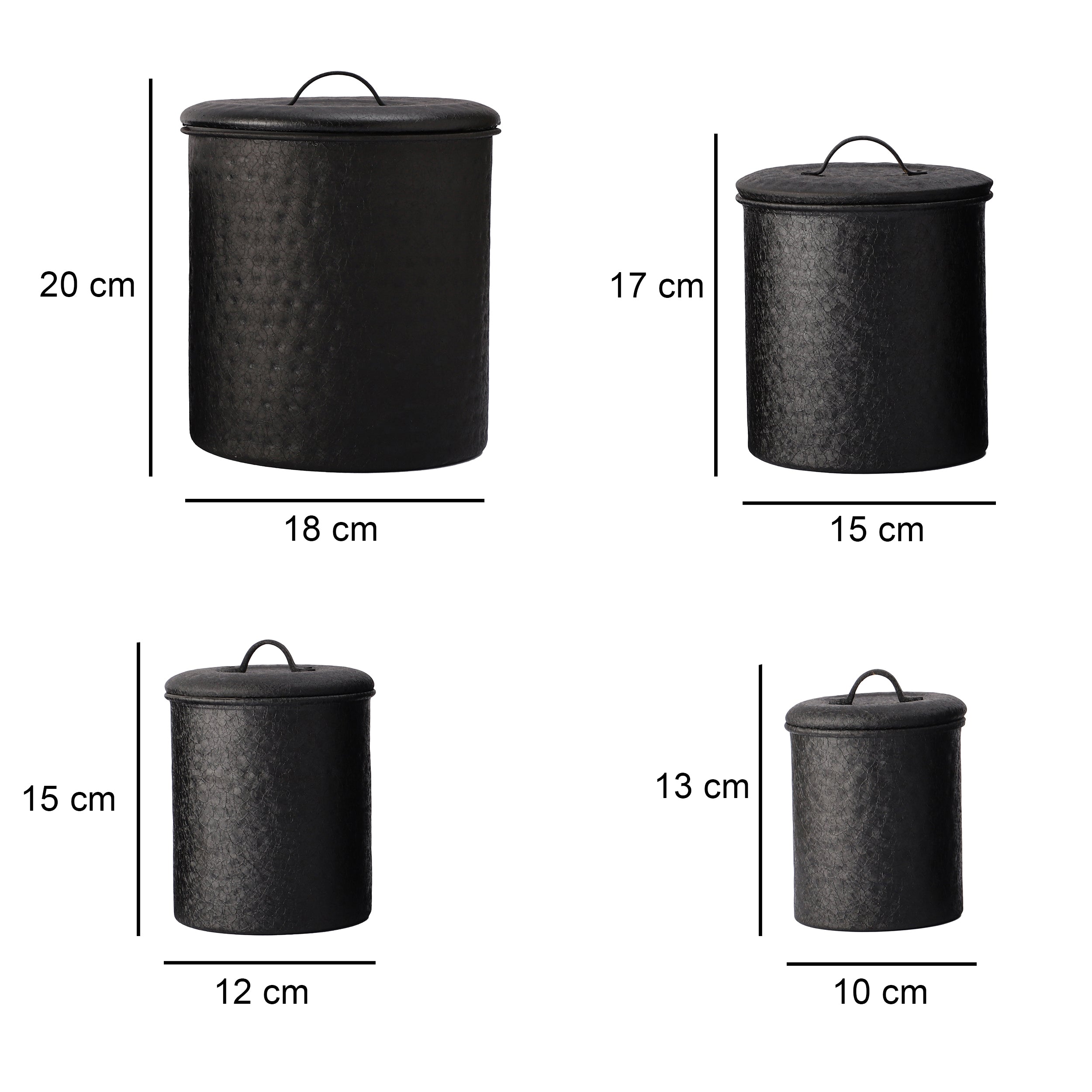 Stainless Steel Black SnackStash Kitchen Storage Canister Set of 4