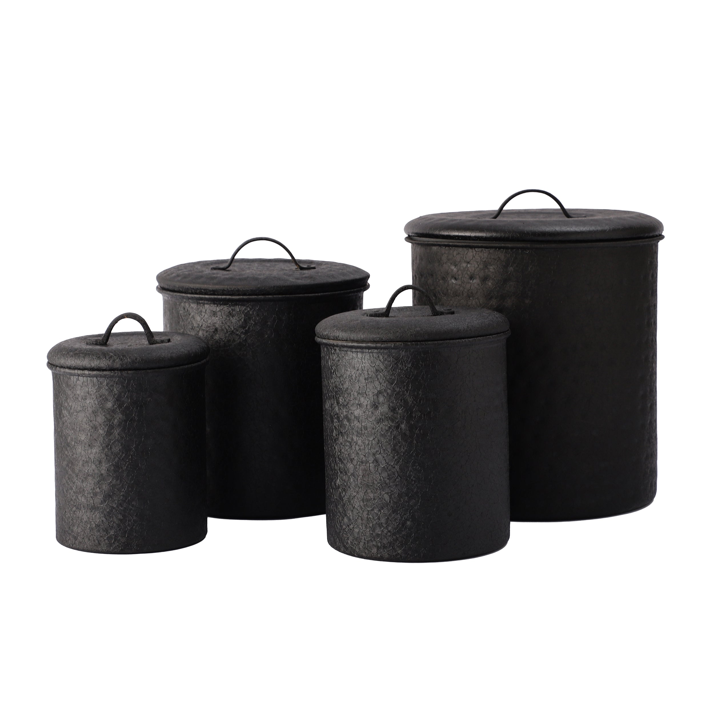 Stainless Steel Black SnackStash Kitchen Storage Canister Set of 4