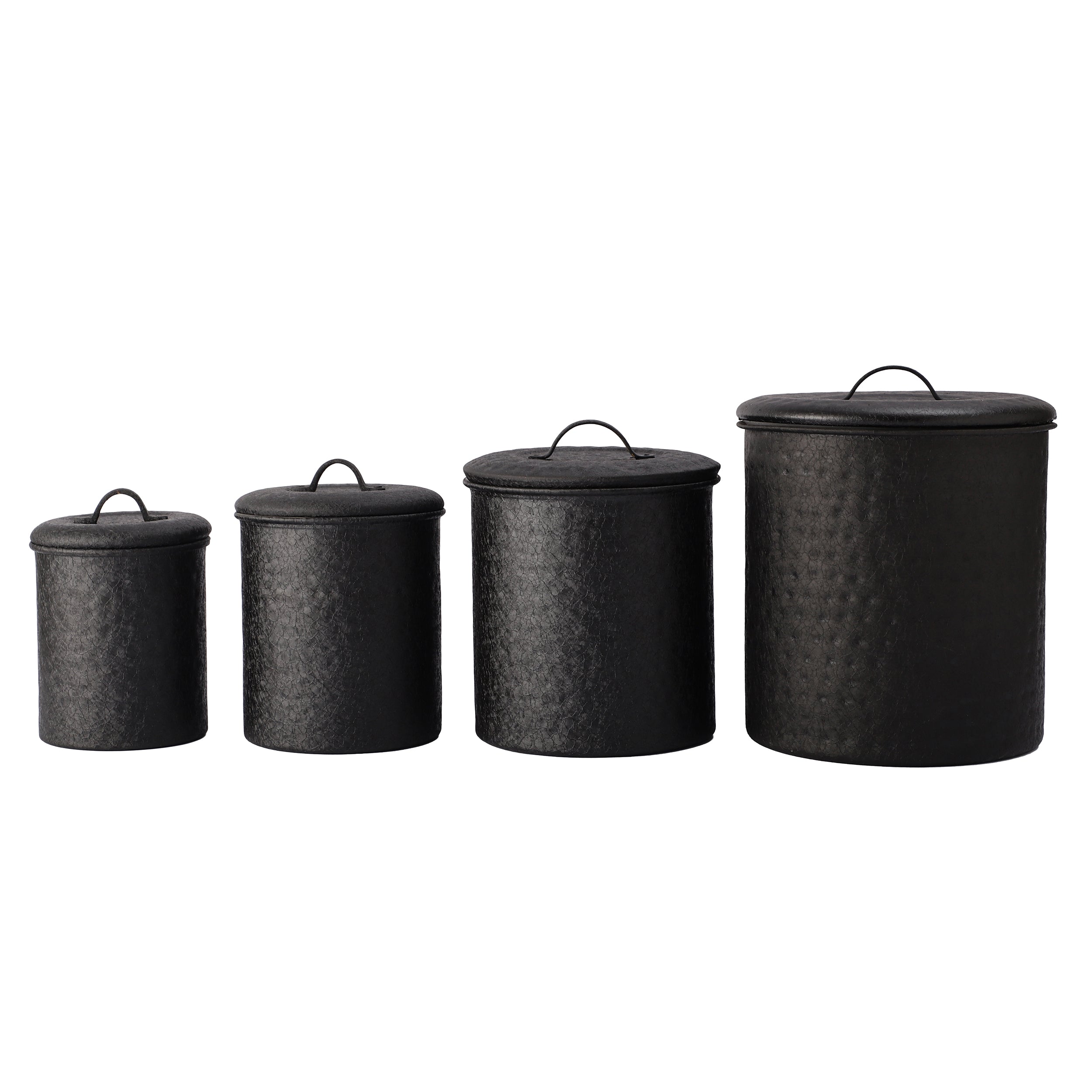 Stainless Steel Black SnackStash Kitchen Storage Canister Set of 4