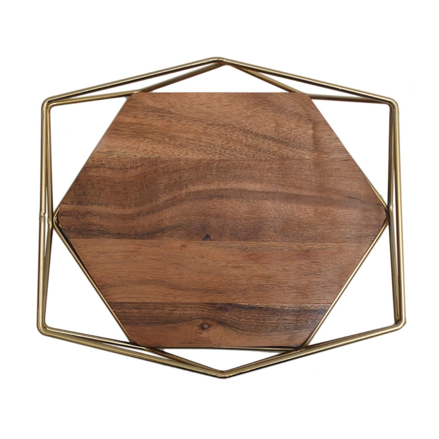 Hexa Wooden Tray Gold