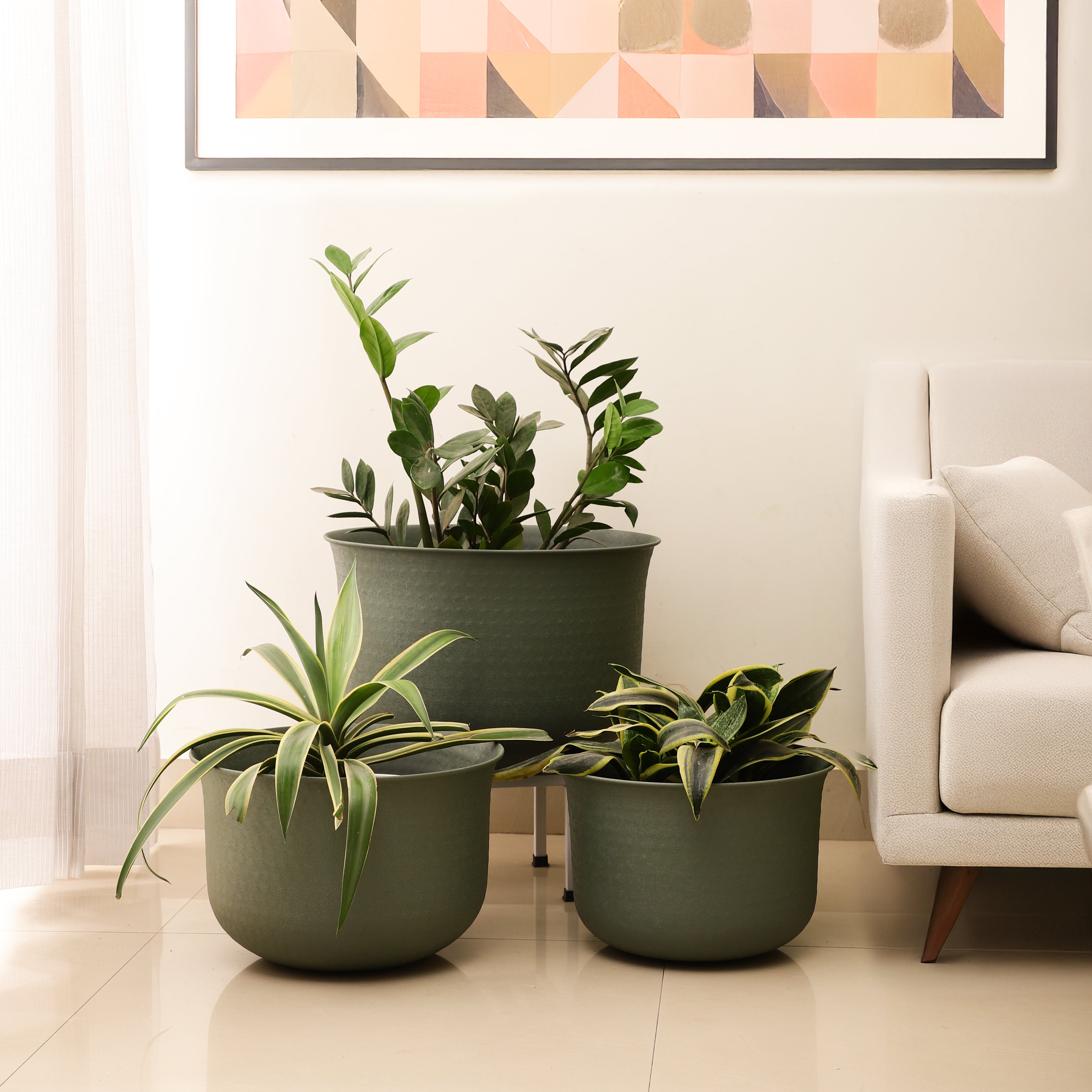 GrowNova Green Garden Planter/Pot Set Of 3 - Indoor & Outdoor