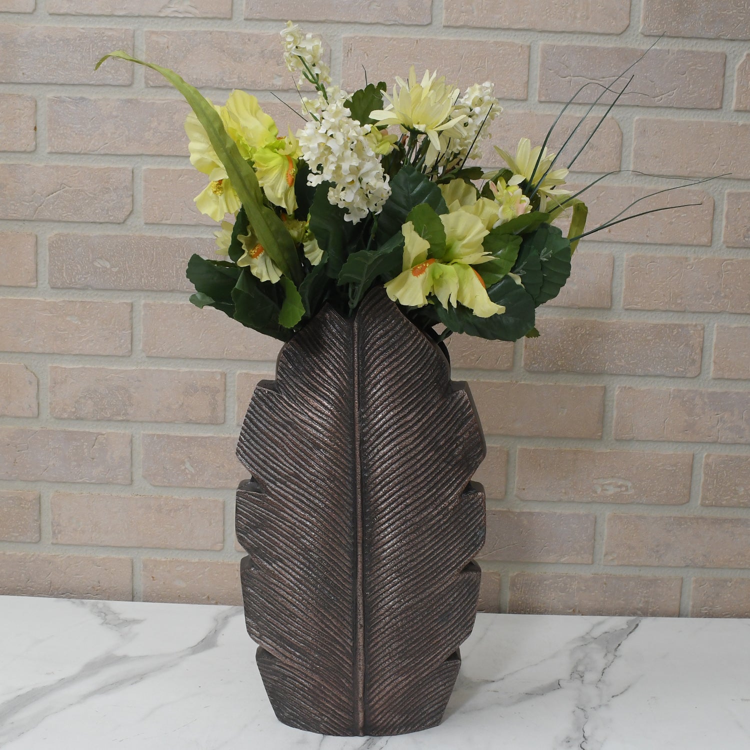Tropic Bronze Leaf Flower Vase - Large