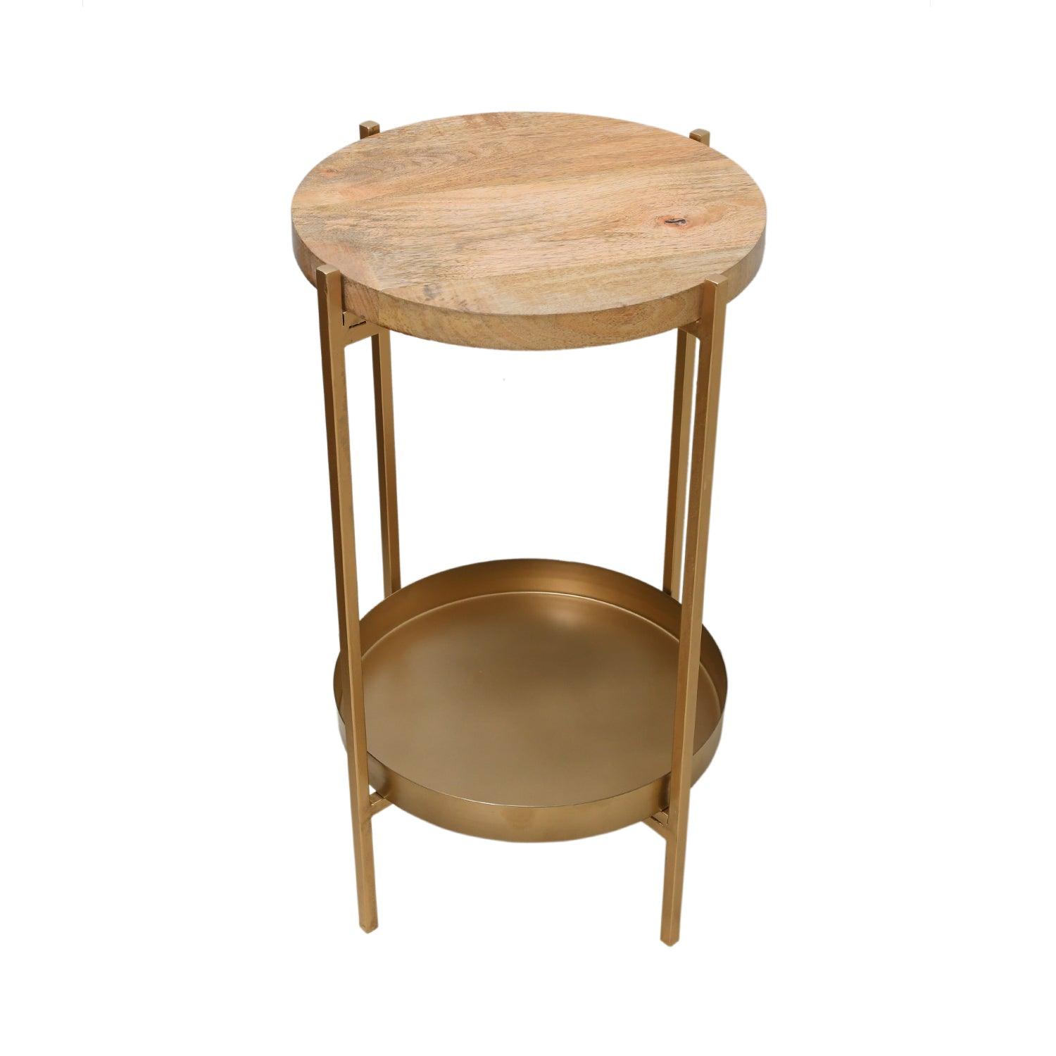 Radiant Wooden Gold Side Table – Maison Modern