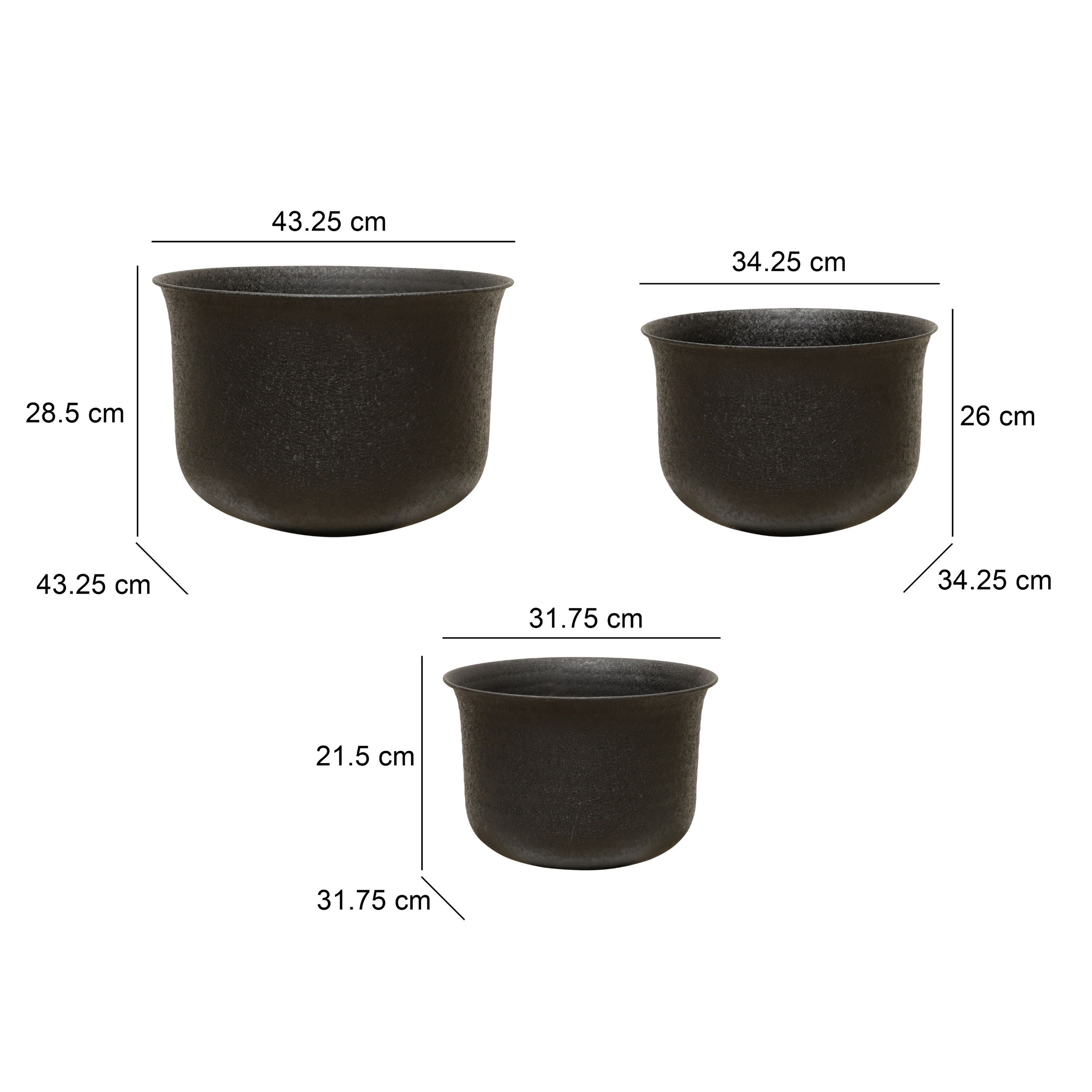 GrowNova Black Garden Planter/Pot Set Of 3 - Indoor & Outdoor