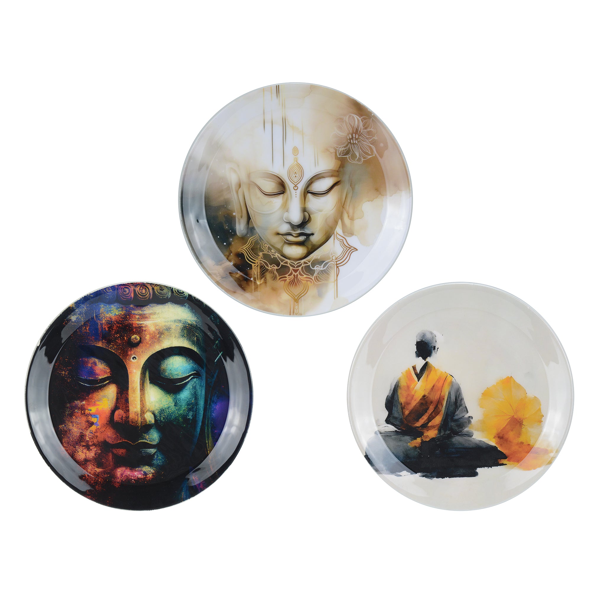 Buddha Metal Wall Décor Plate Set of 3 Pcs