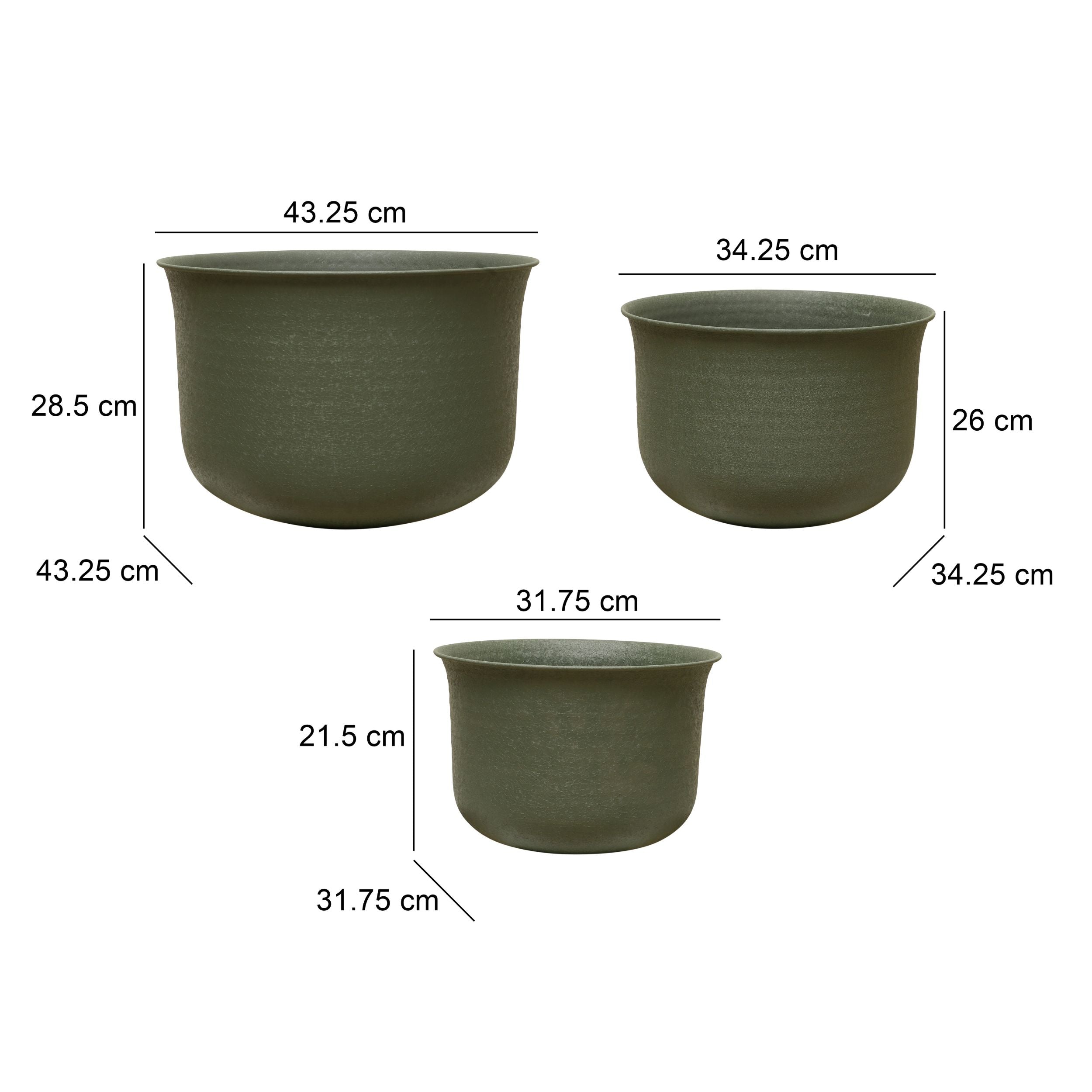 GrowNova Green Garden Planter/Pot Set Of 3 - Indoor & Outdoor