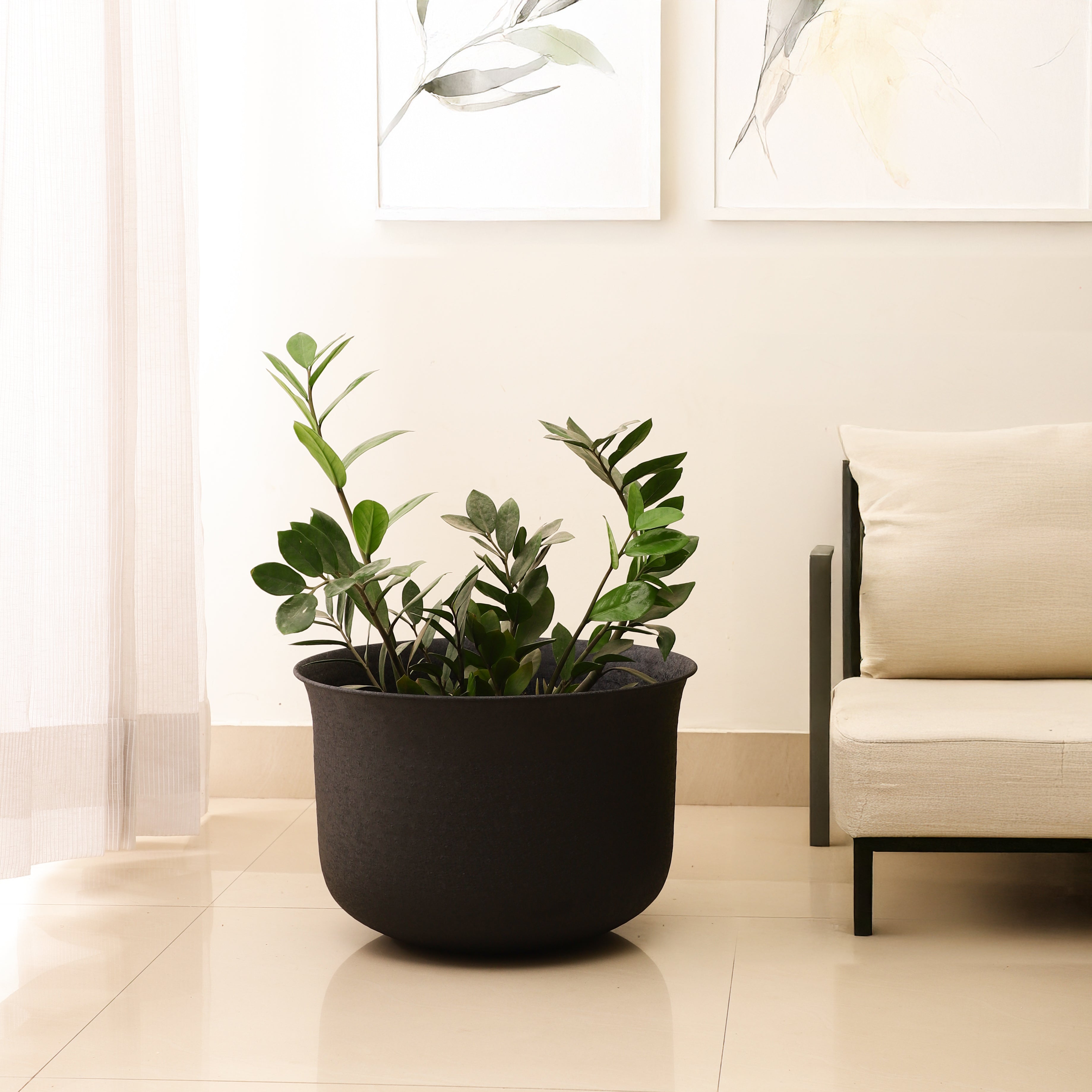 FloraNest Black Large Garden Planter/Pot Indoor & Outdoor