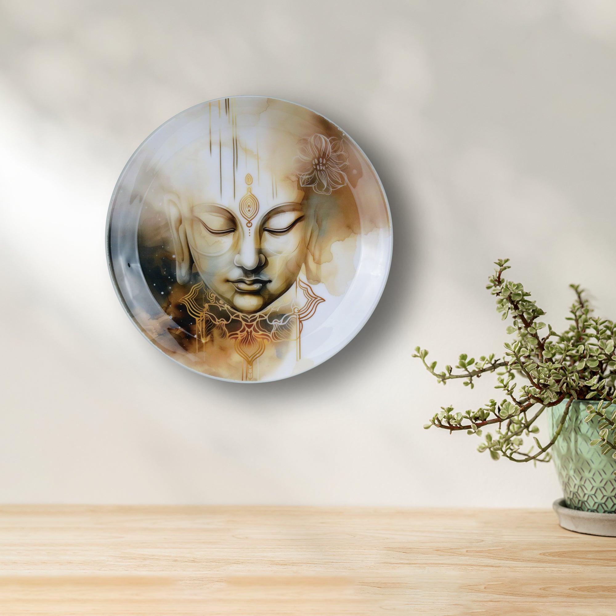 Enlightened Buddha Metal Wall Décor Plate