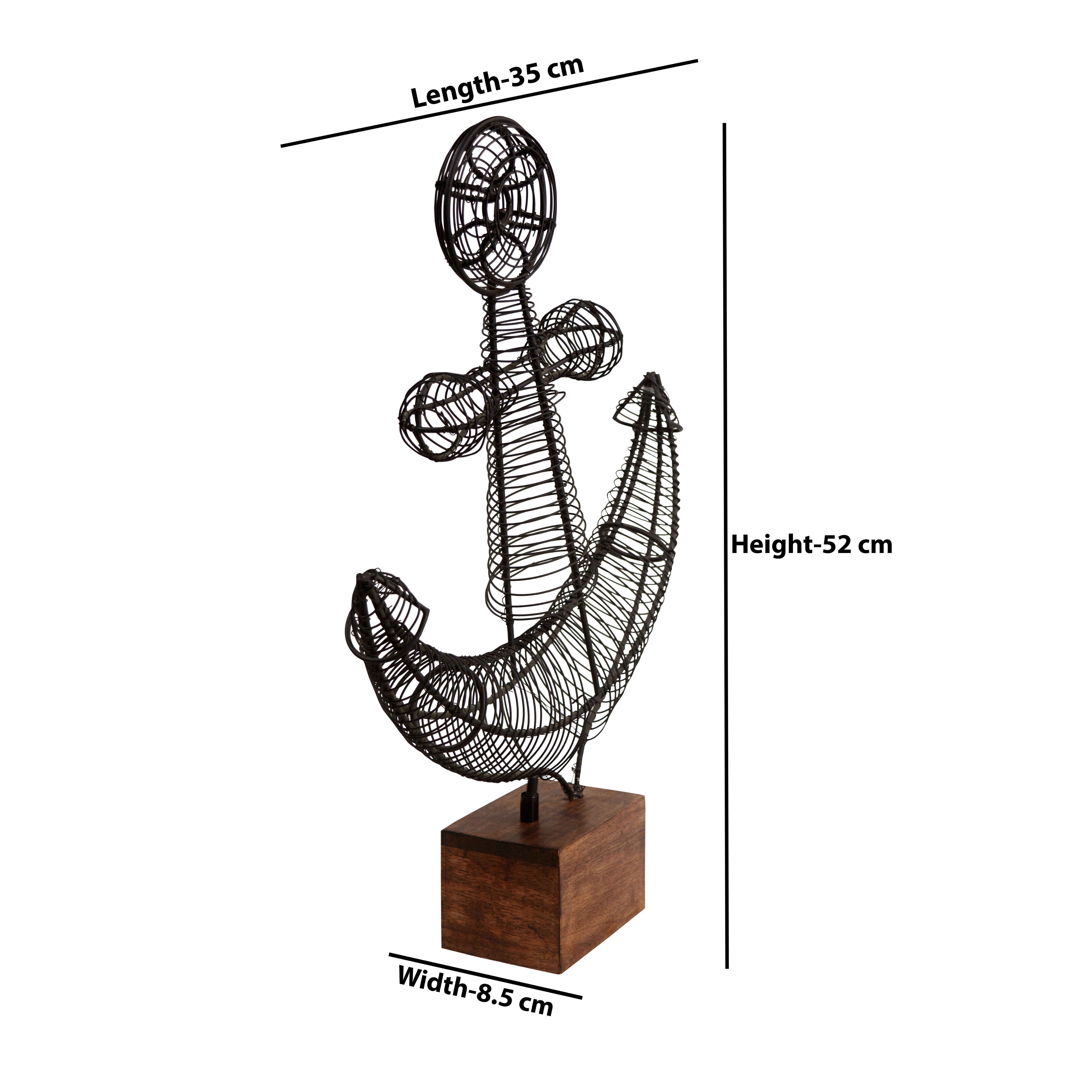 Black Décor Mariner’s Emblem Anchor Showpiece