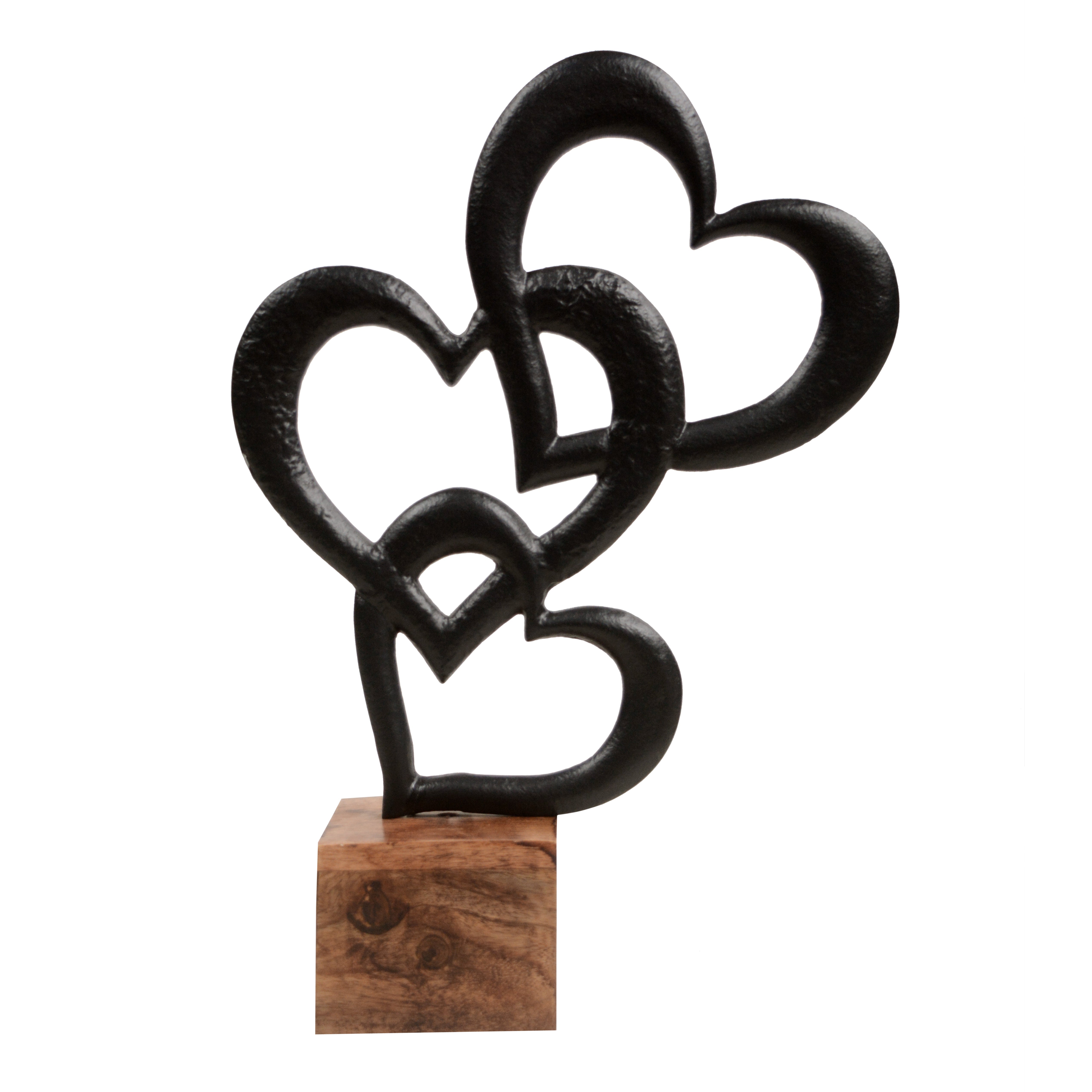 Triple Heart Black Sculpture