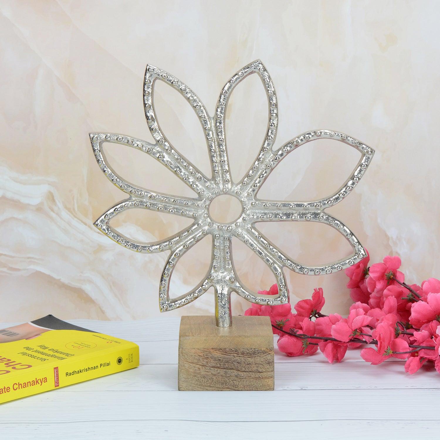 Luminous Silver Flower Decor Showpiece