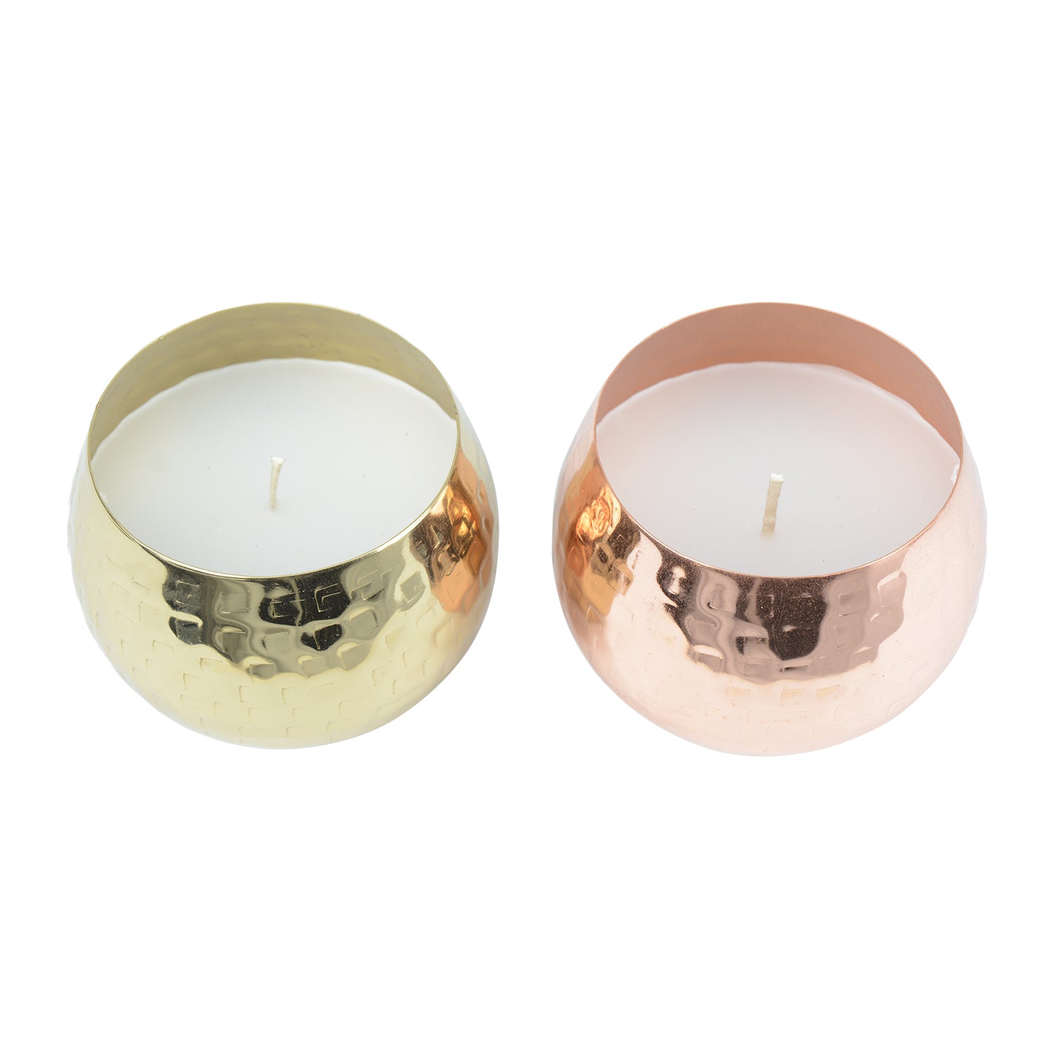 2 Pcs Amber Glow Scented Metal Candle Jar Set