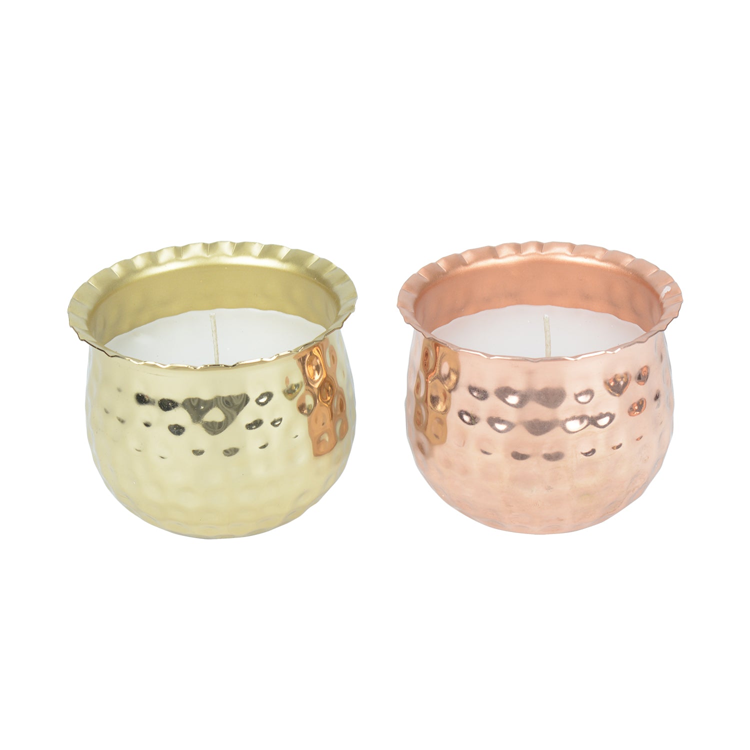 2 Pcs Fireside Glow Scented Metal Candle Jar Set