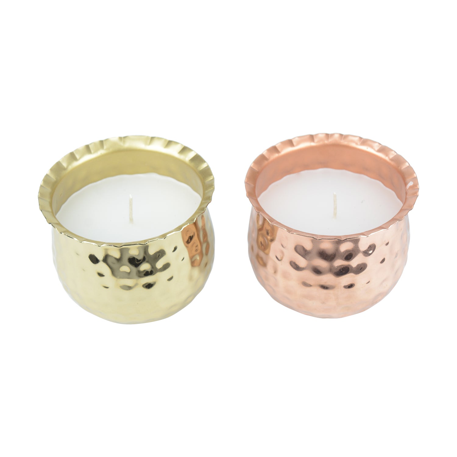 2 Pcs Fireside Glow Scented Metal Candle Jar Set