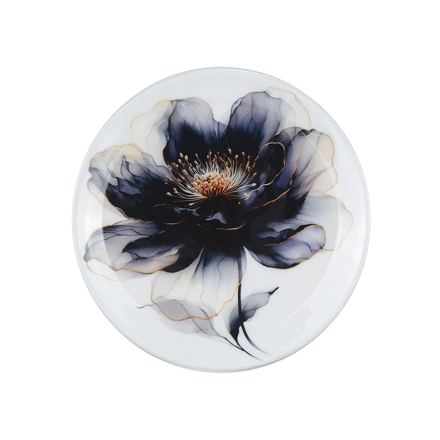 Noir Petal Flower Metal Wall Décor Plate