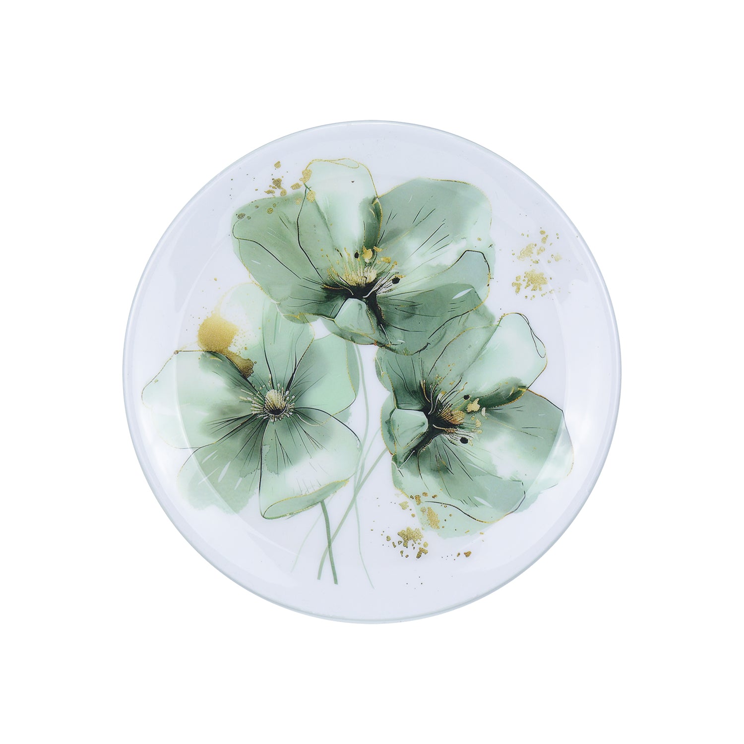 Emerald Bloom Flowers Metal Wall Décor Plate