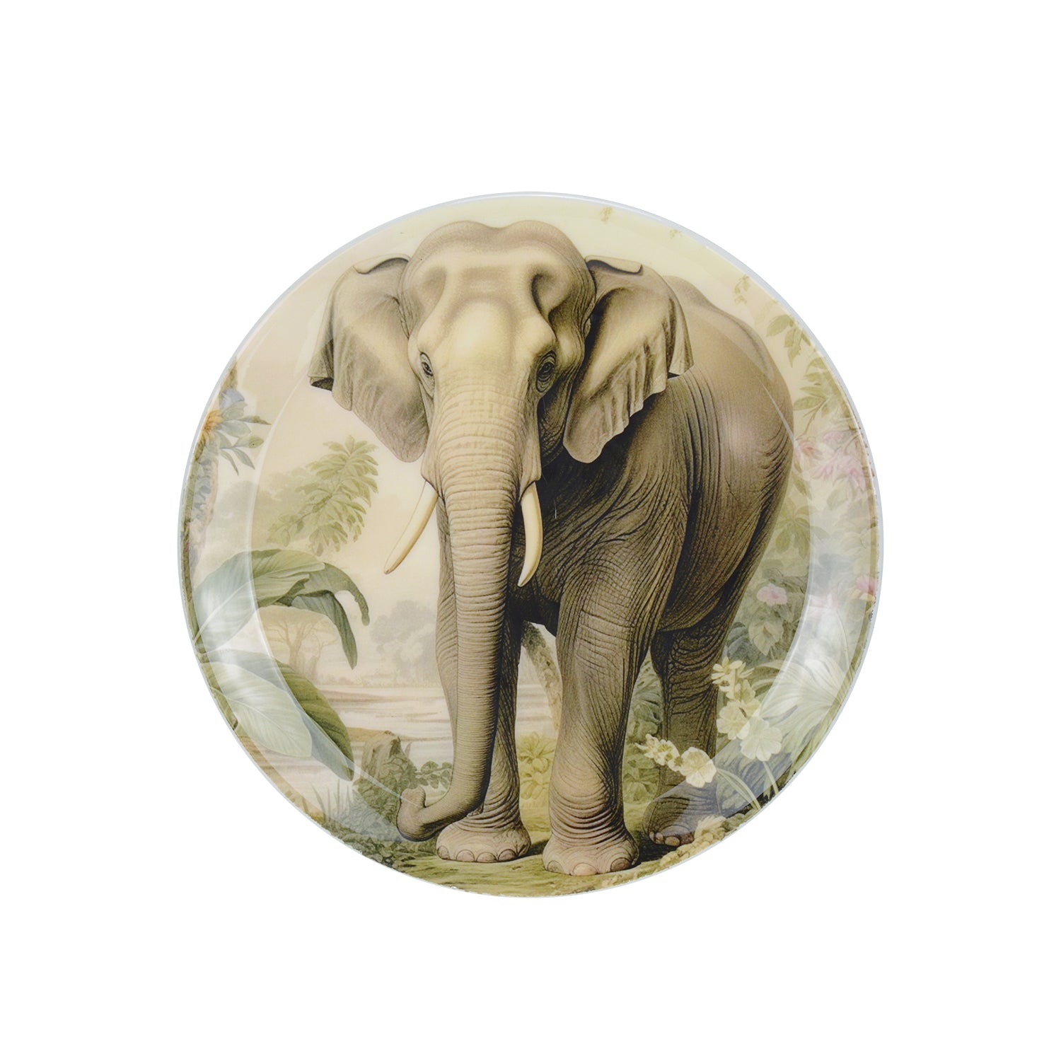 Tusker Elephant Metal Wall Décor Plate