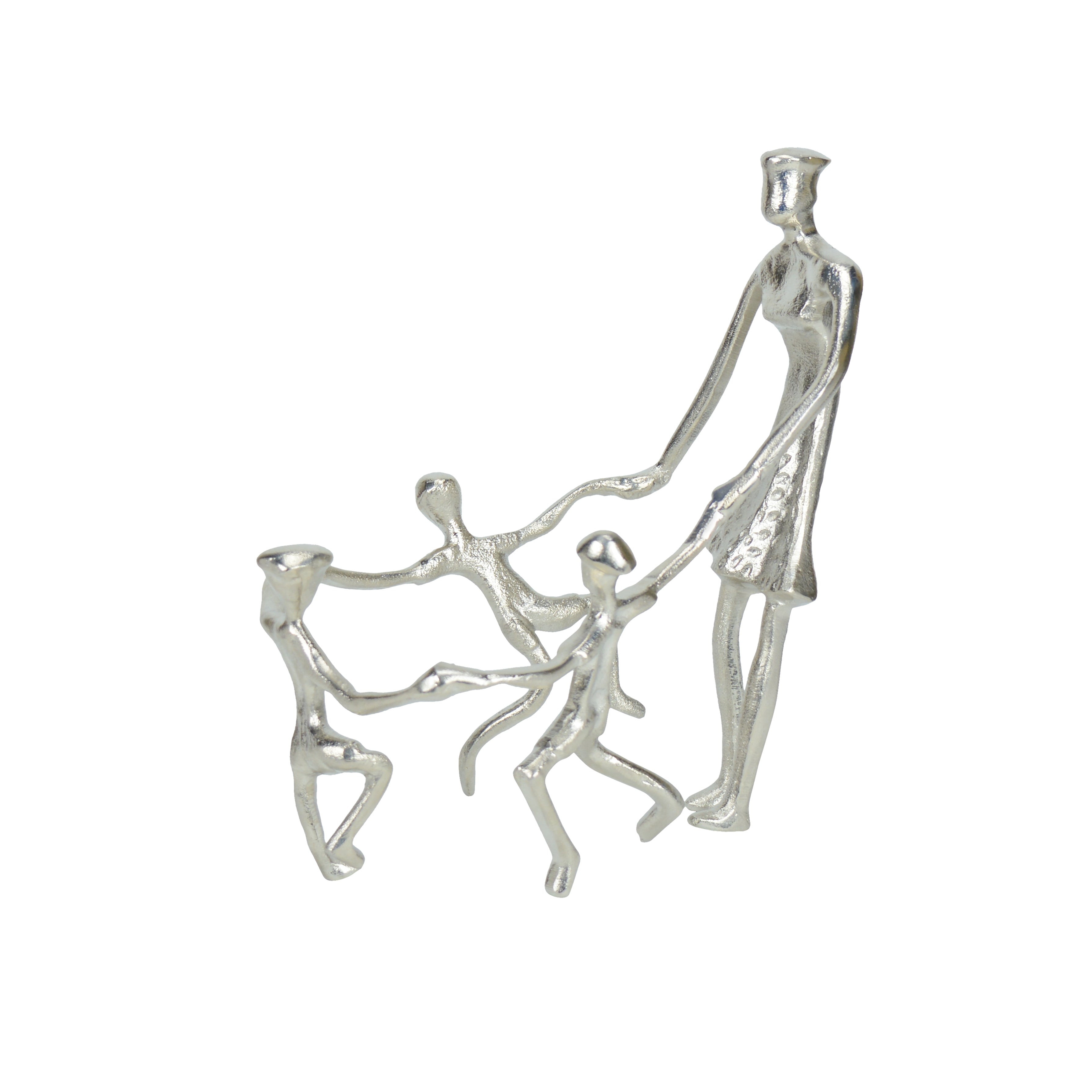 Togetherness Mother and Kids Silver Sculpture