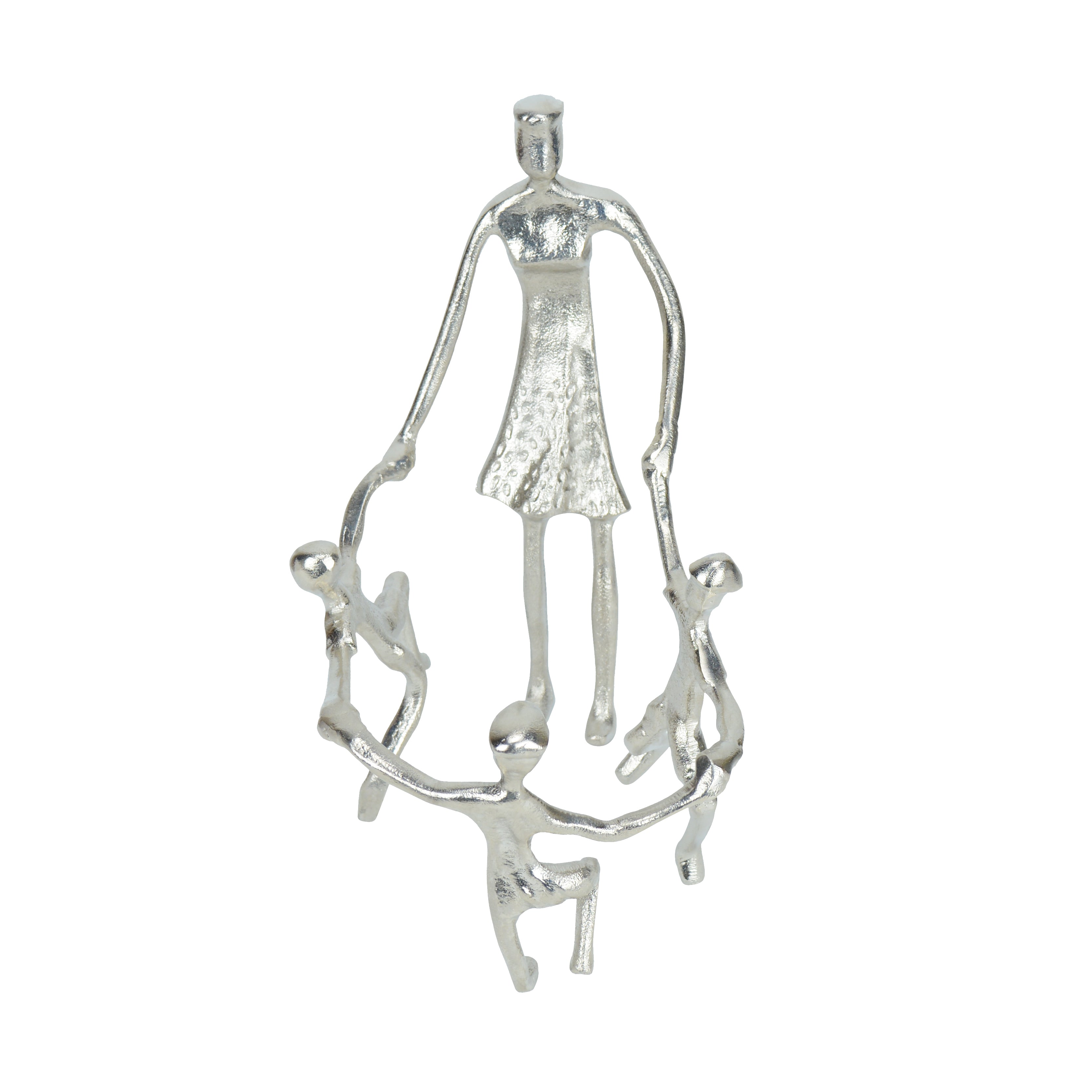 Togetherness Mother and Kids Silver Sculpture