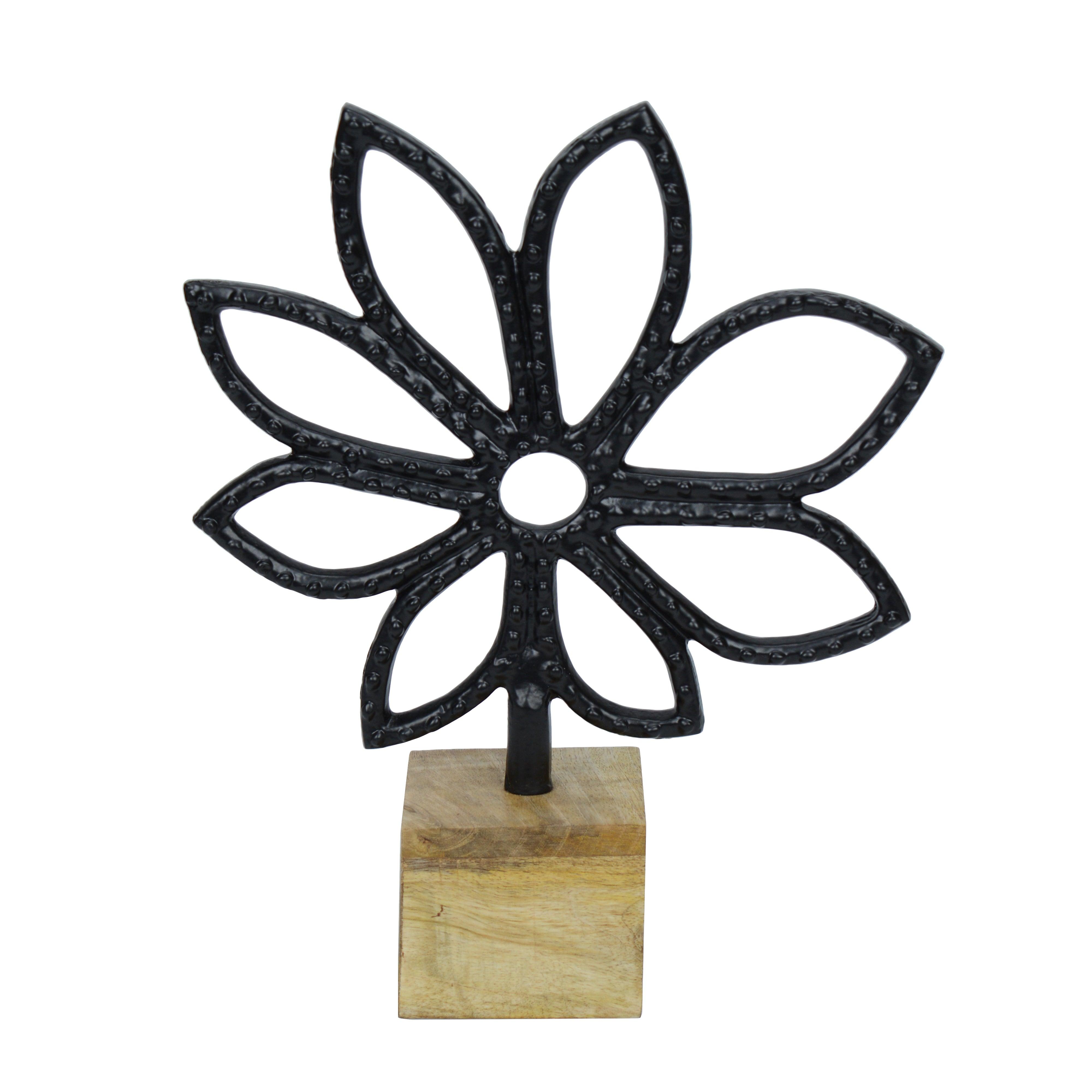 Luminous Black Flower Decor Showpiece