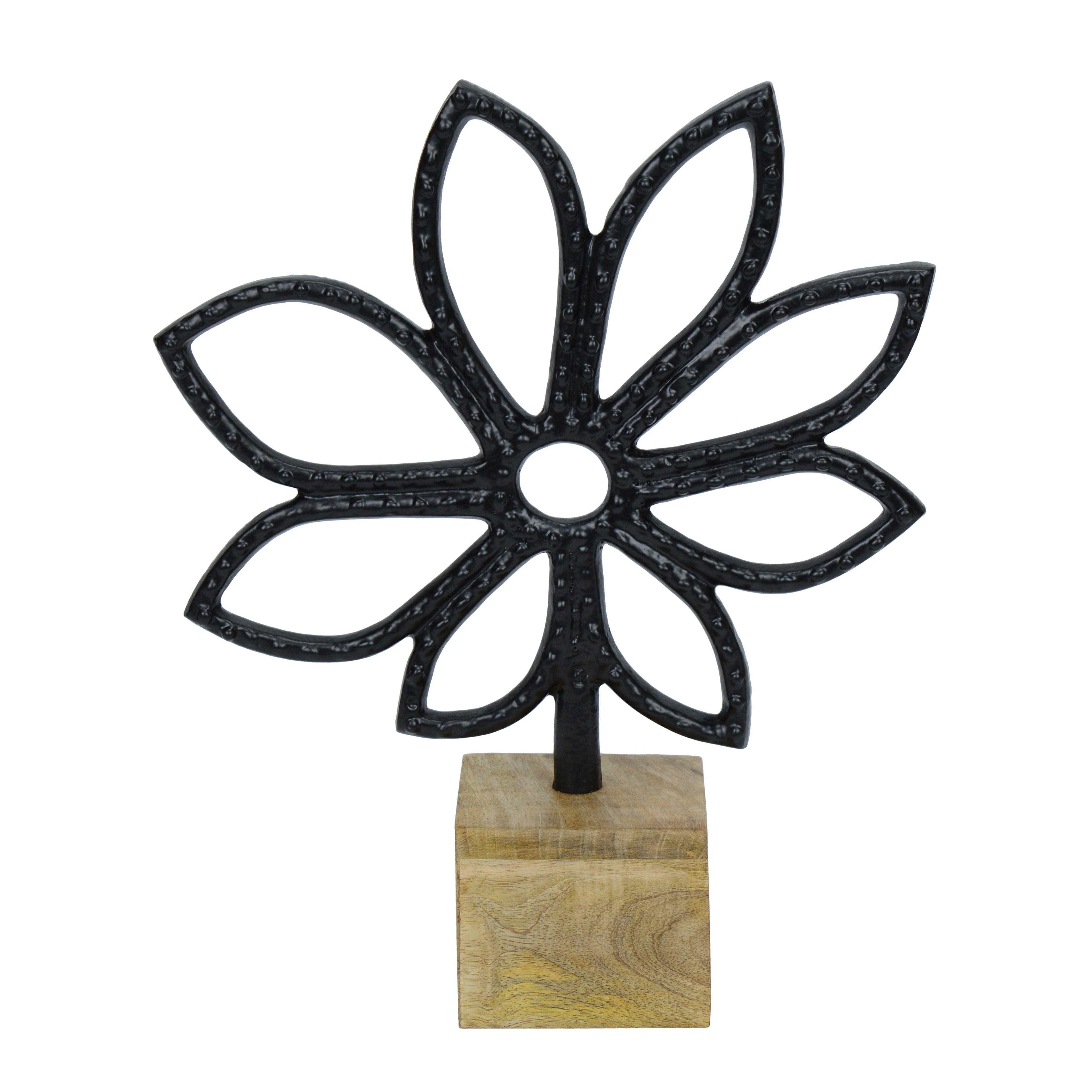 Luminous Black Flower Decor Showpiece