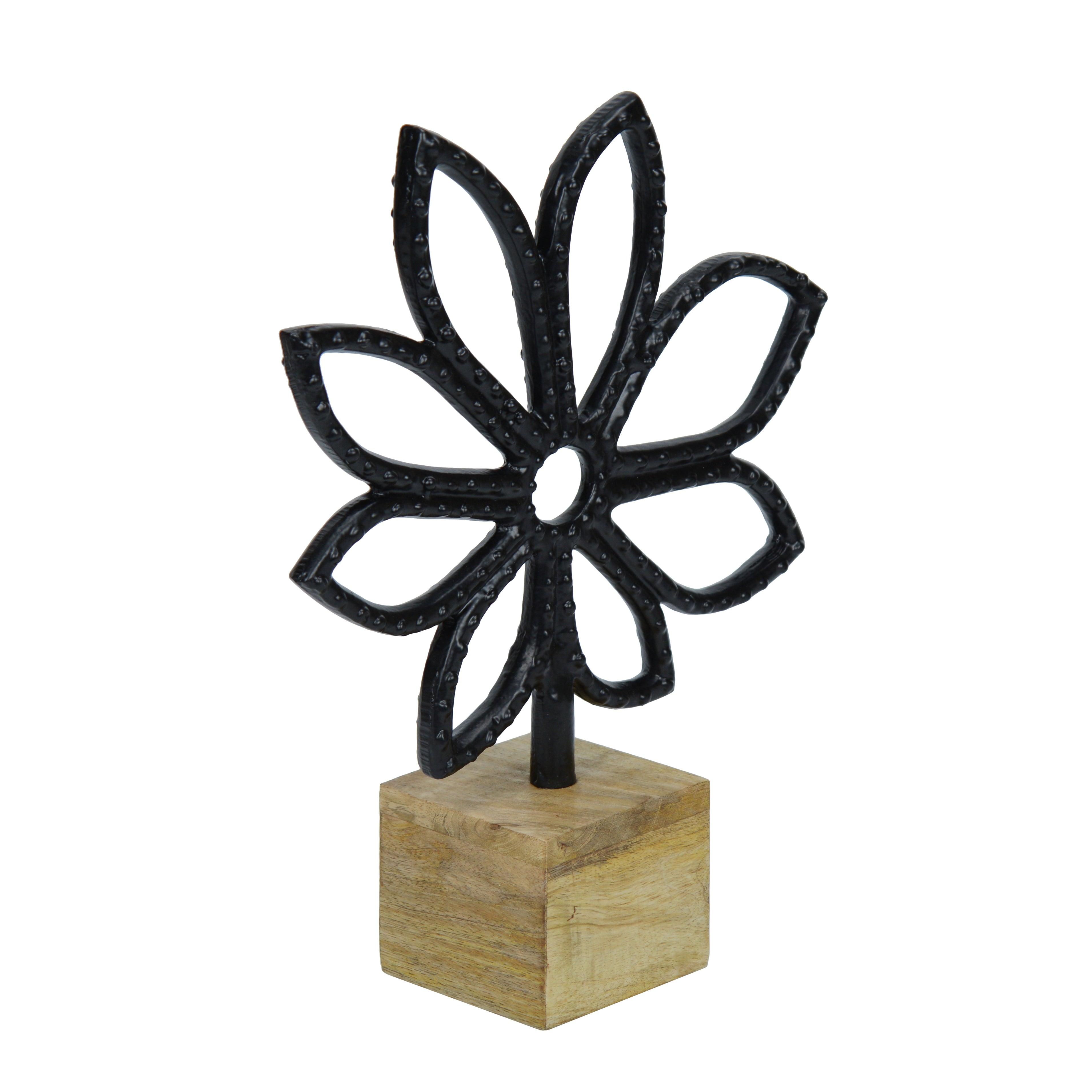 Luminous Black Flower Decor Showpiece