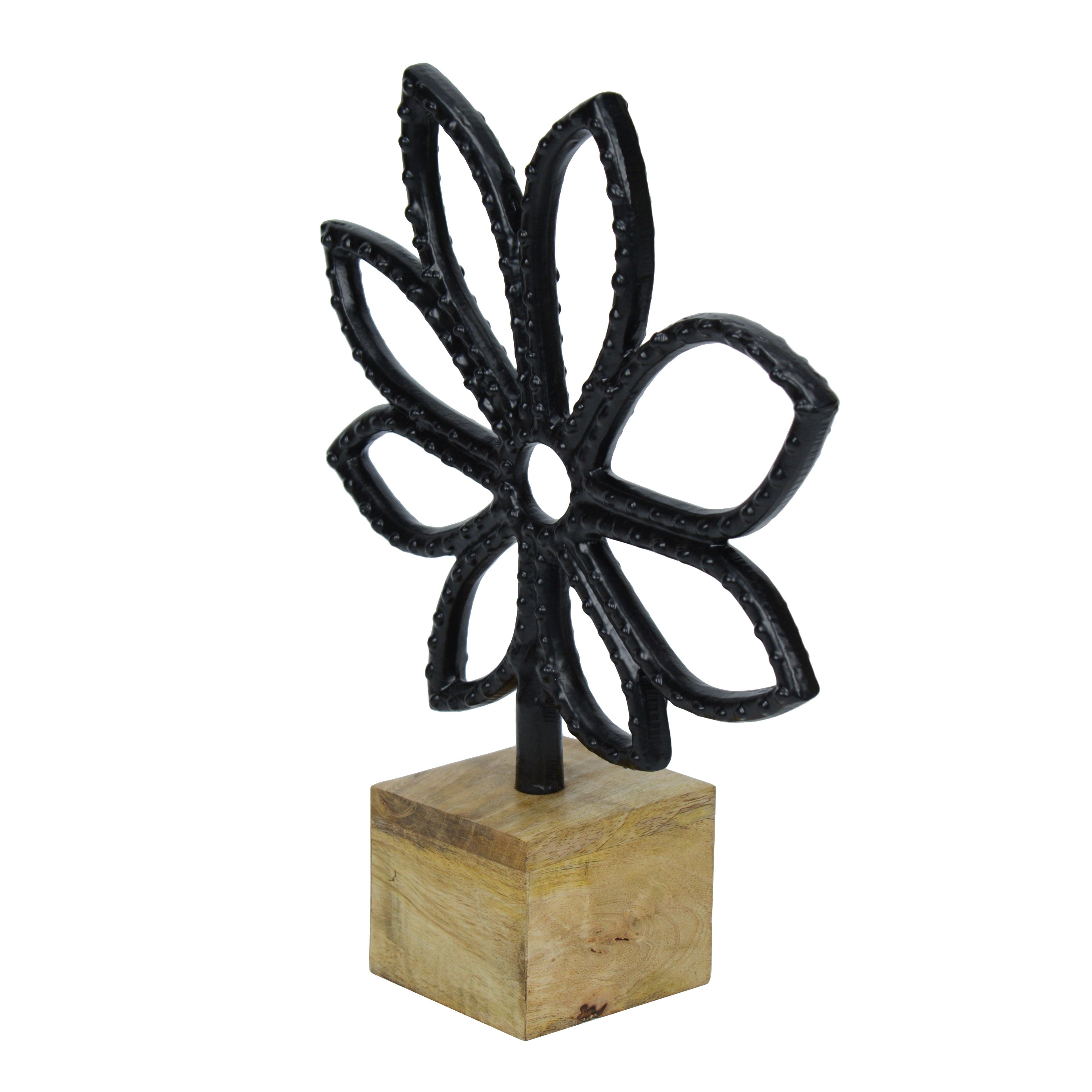 Luminous Black Flower Decor Showpiece