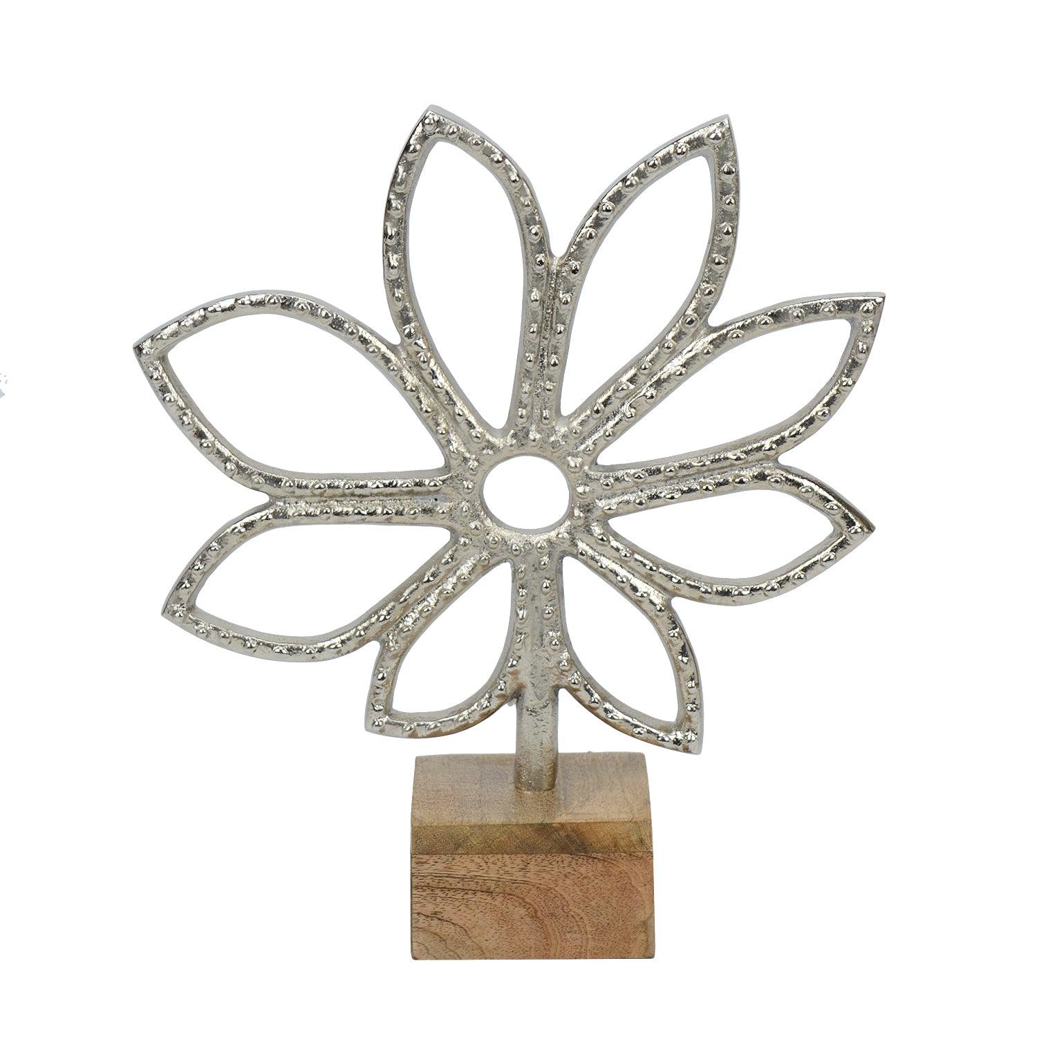 Luminous Silver Flower Decor Showpiece