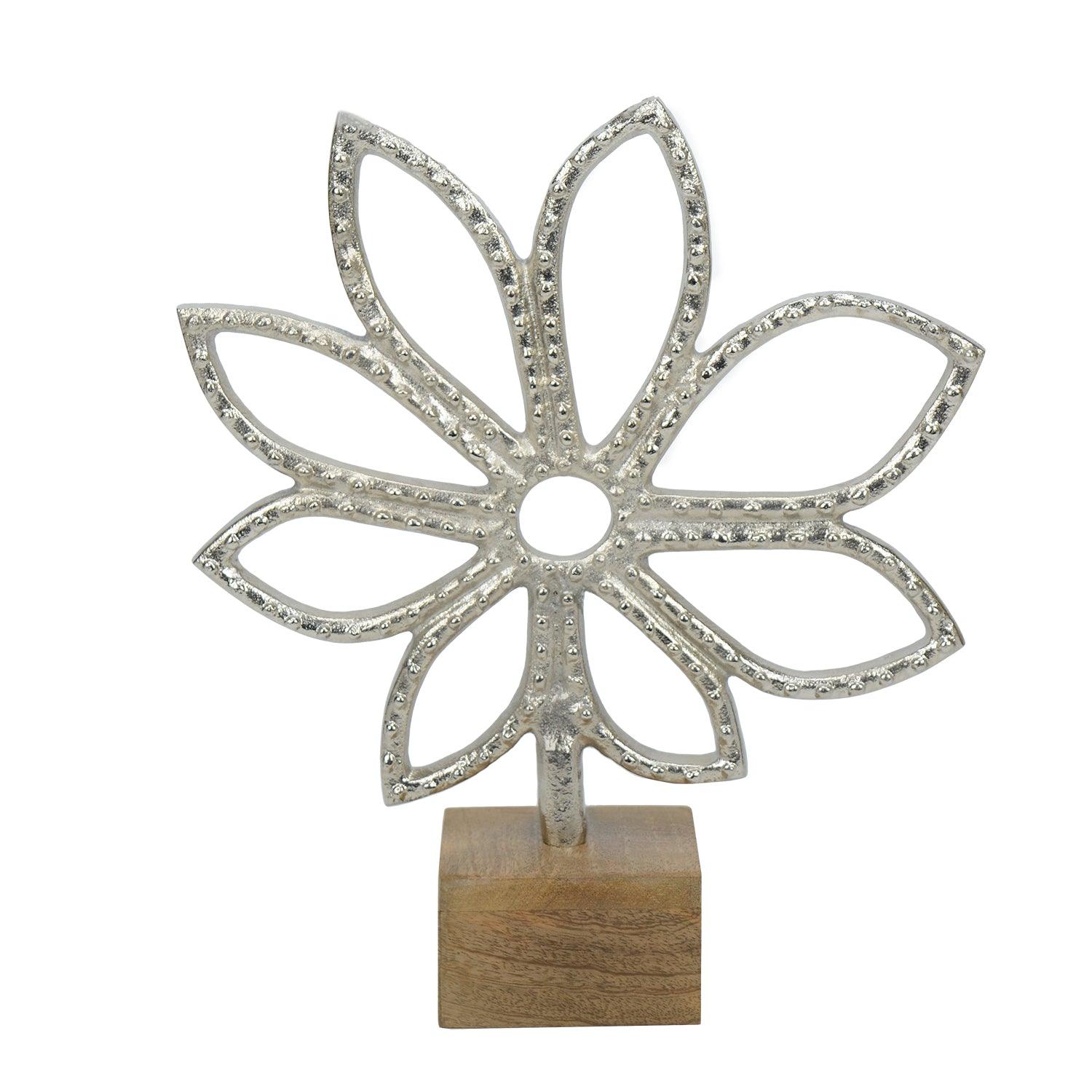 Luminous Silver Flower Decor Showpiece