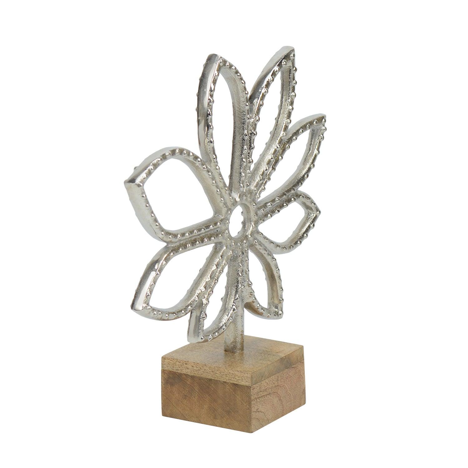 Luminous Silver Flower Decor Showpiece