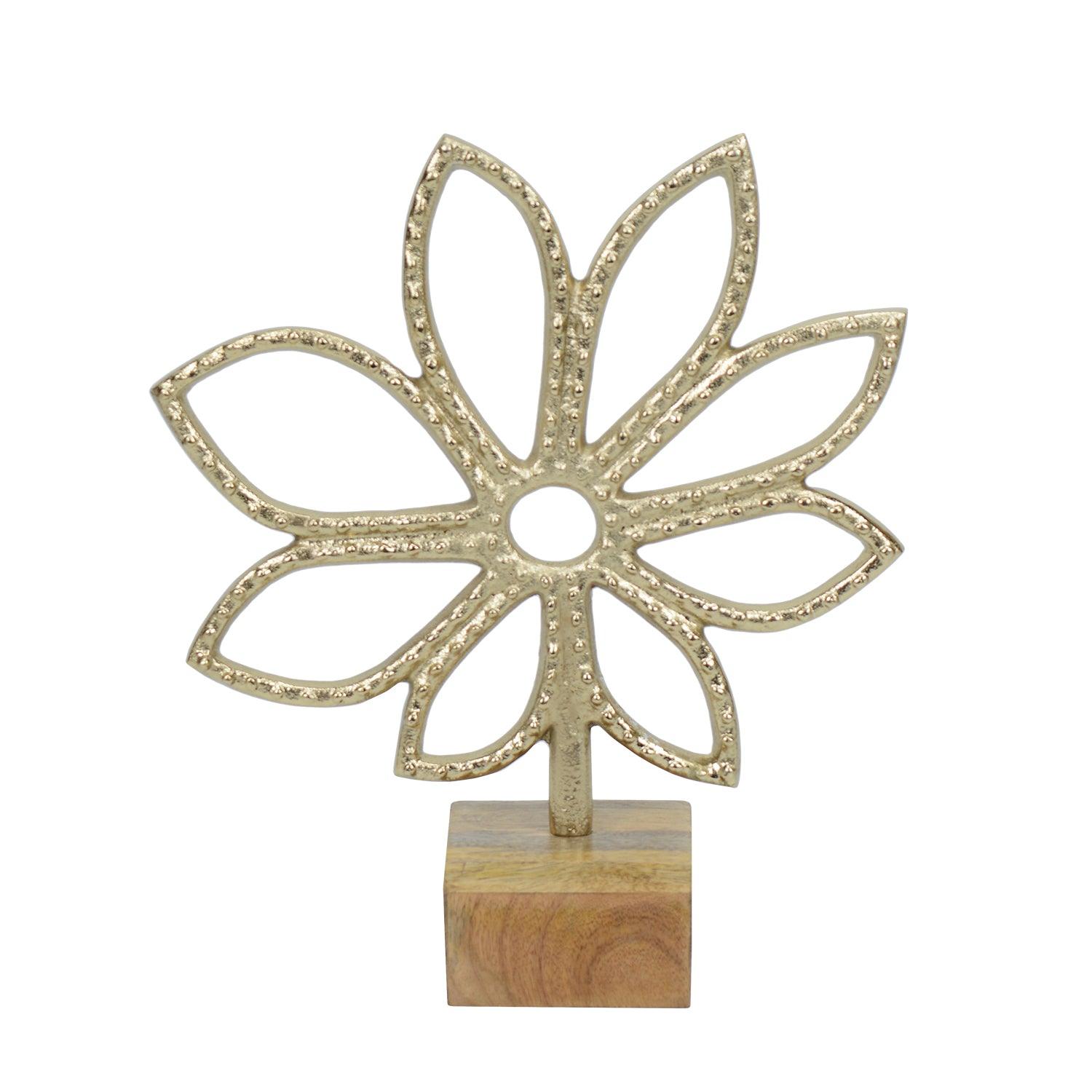 Luminous Gold Flower Decor Showpiece