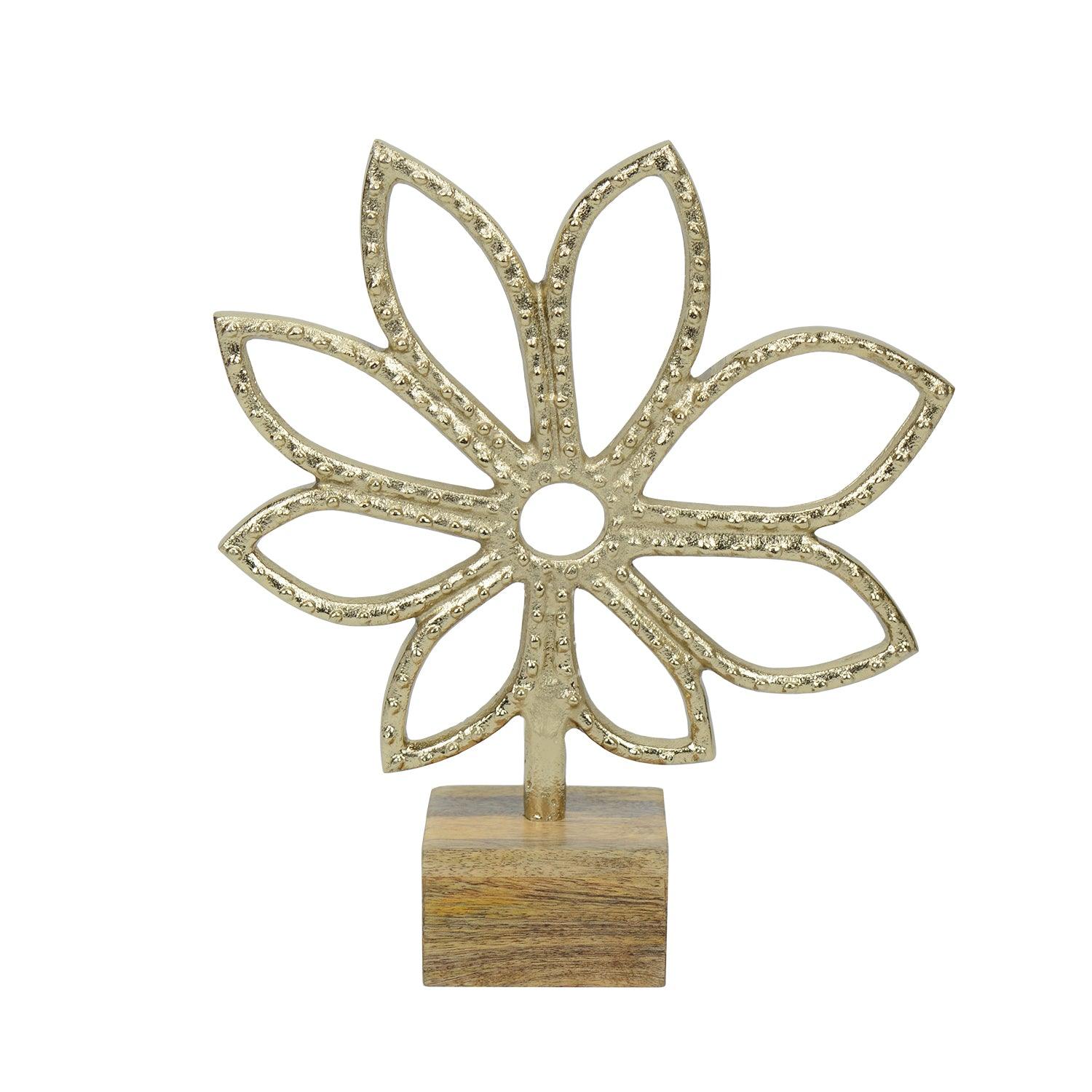 Luminous Gold Flower Decor Showpiece