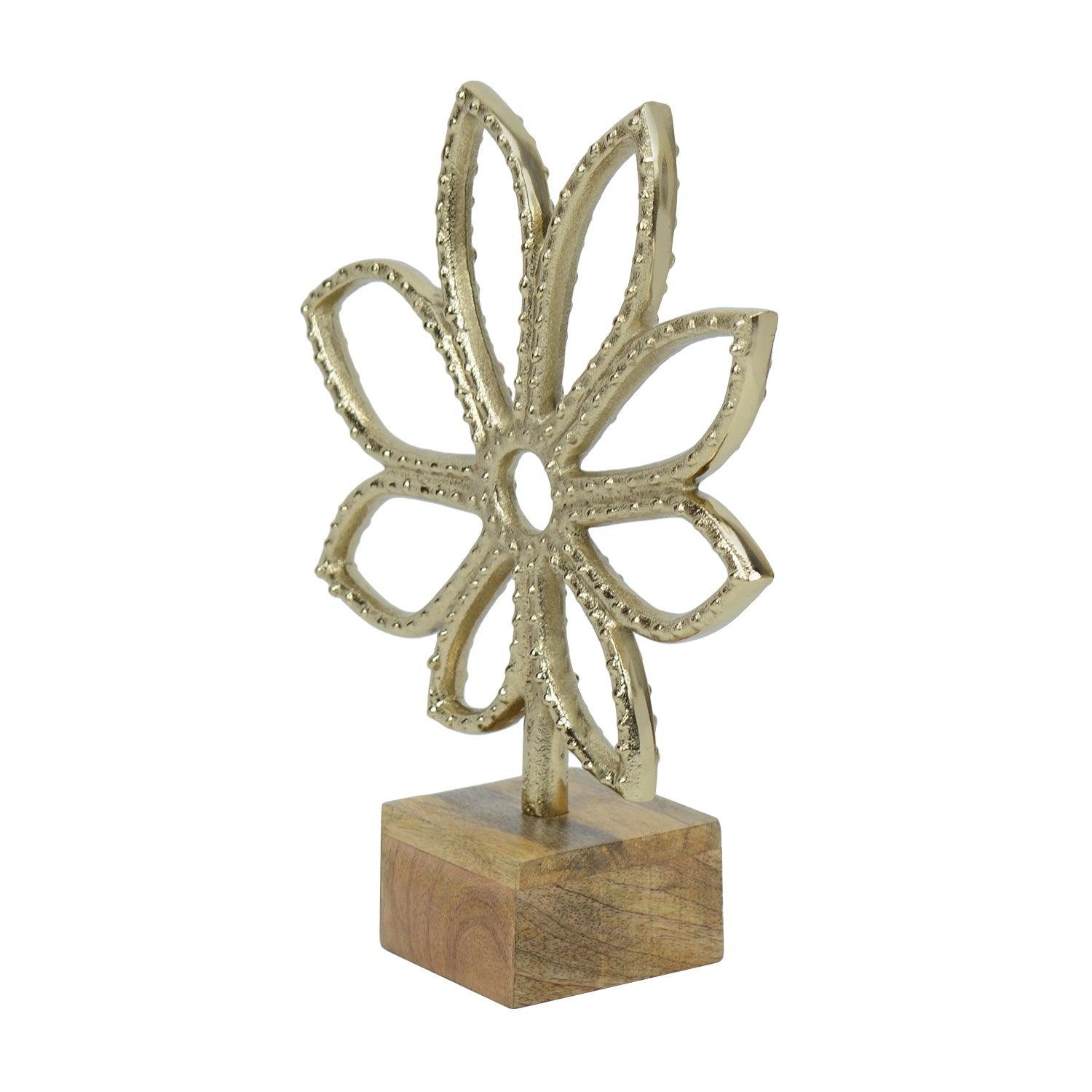 Luminous Gold Flower Decor Showpiece