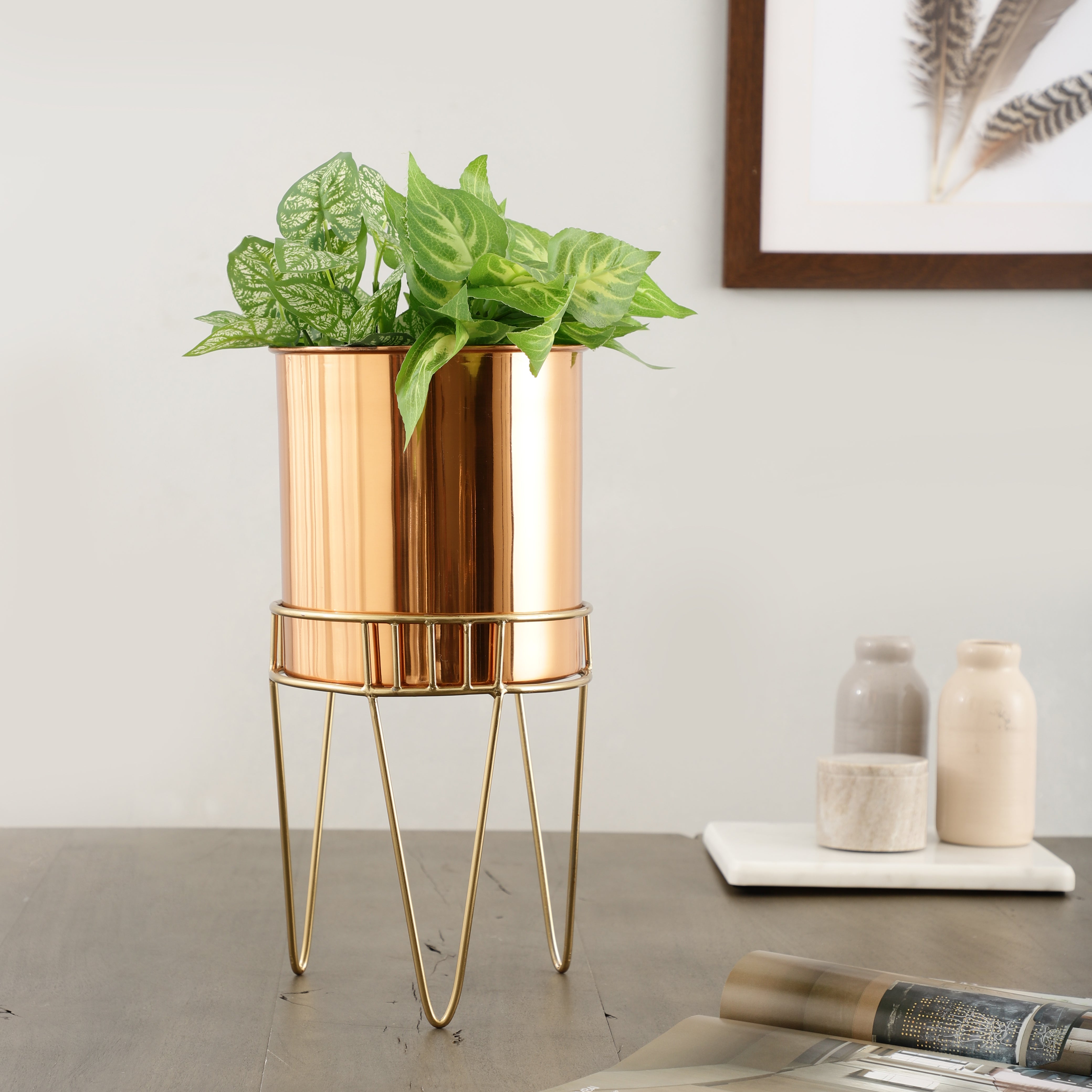 Tripod Blossom Stainless Steel Copper Planter