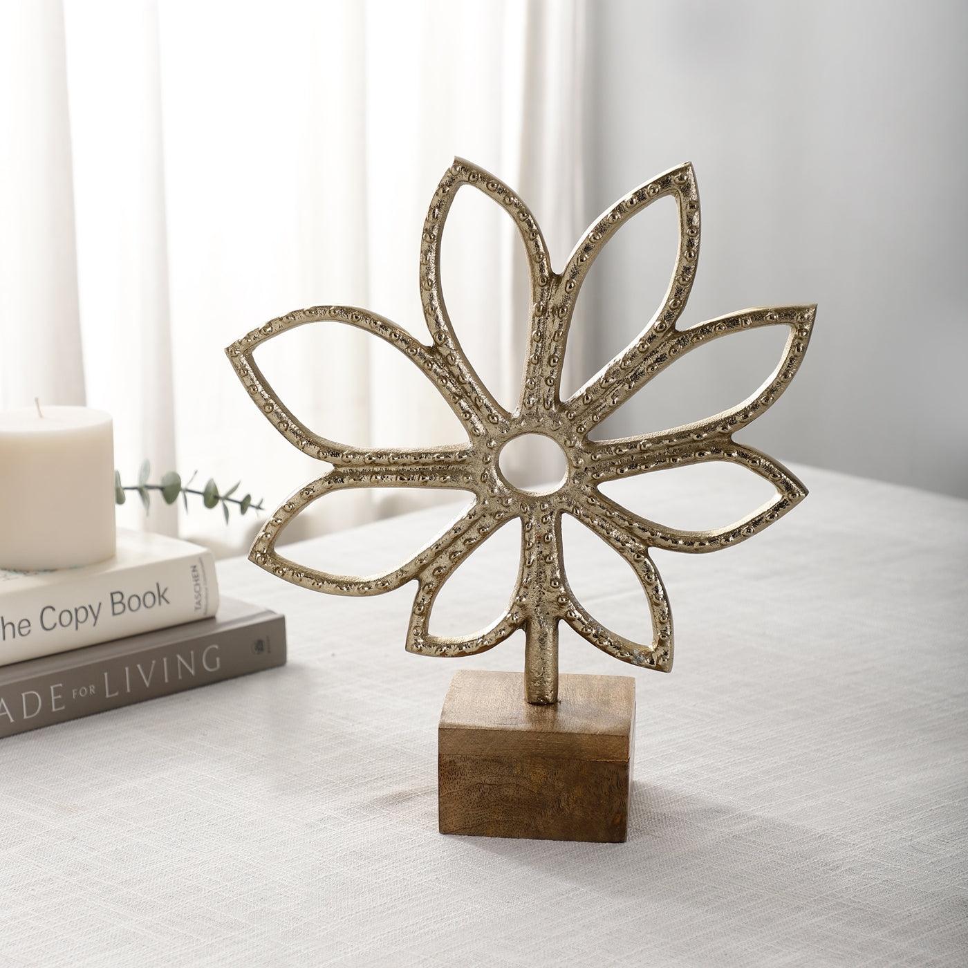 Luminous Gold Flower Decor Showpiece